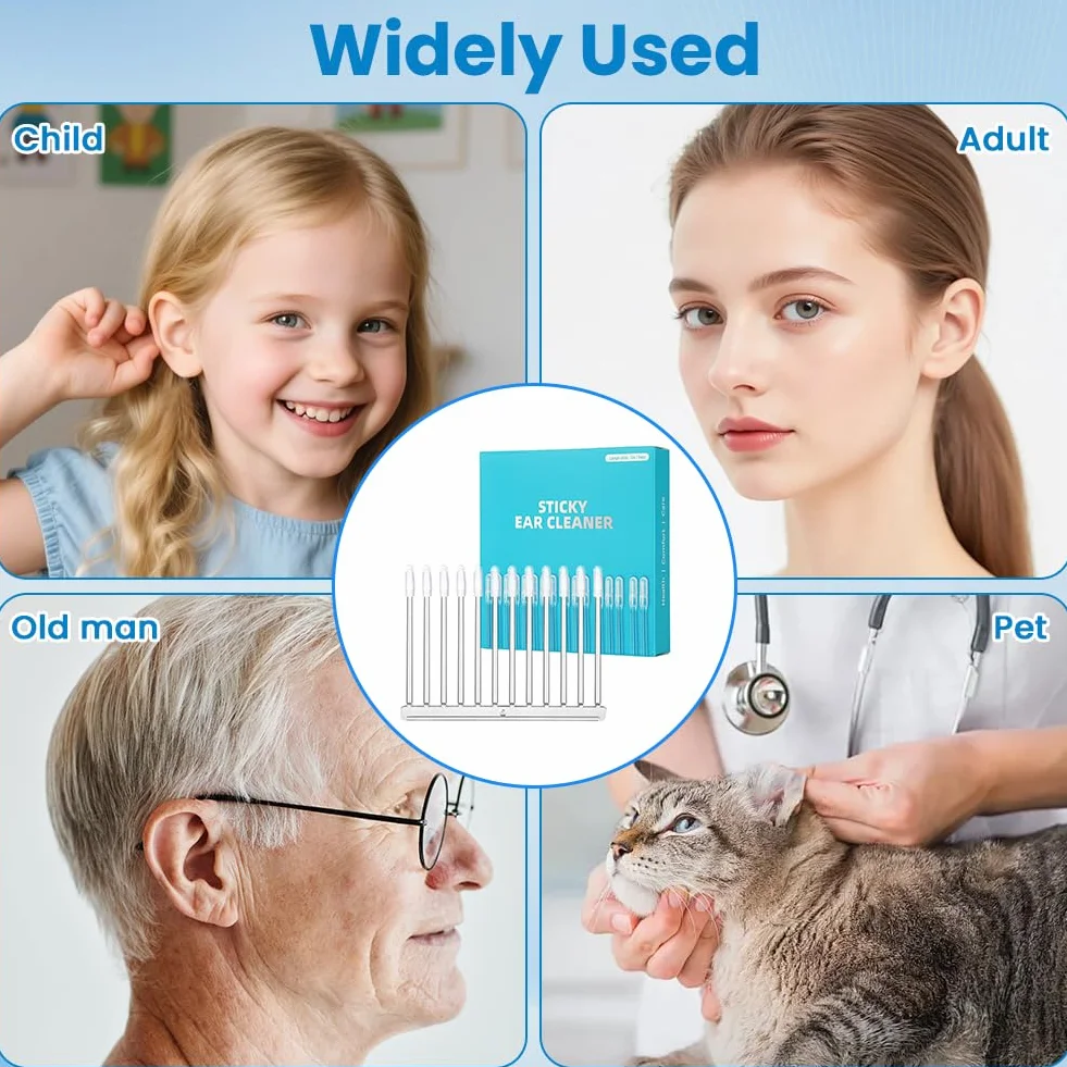 OFFCUP 24 Bastoncini Adesivi per Pulizia Orecchie, Asta Pulizia Orecchie Appiccicoso Lavabile, Sticky Ear Cleaner, Earwax Removal Stick Riutilizzabili per Adulti E Bambini, Ideale per Viaggi E Casa
