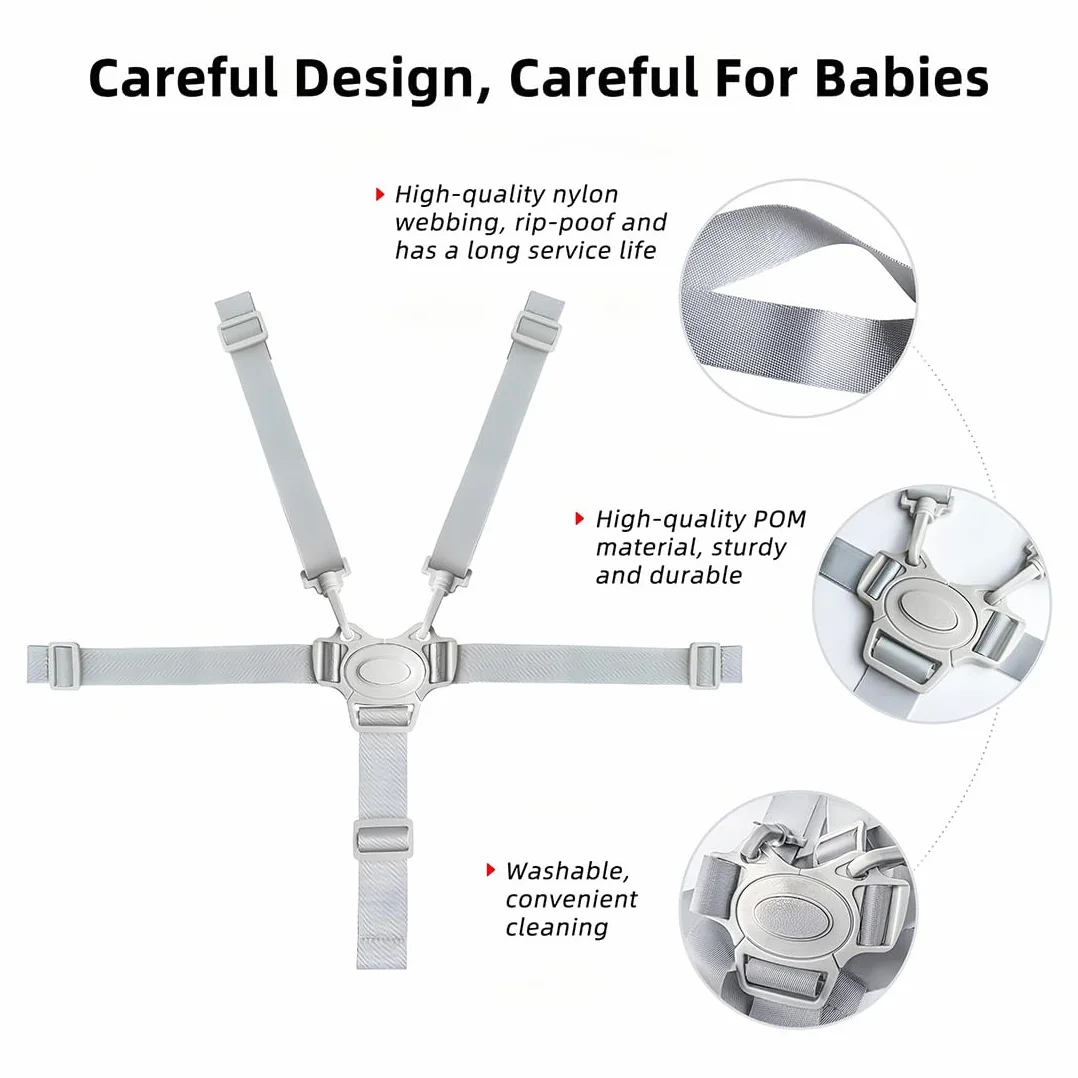 1Pcs Cinture Universali per Seggiolone Cinghie per Seggiolone a 5 Punti, Regolabile Cintura di Sicurezza per Bambini per Seggiolino Cinghie Passeggini per Bambini