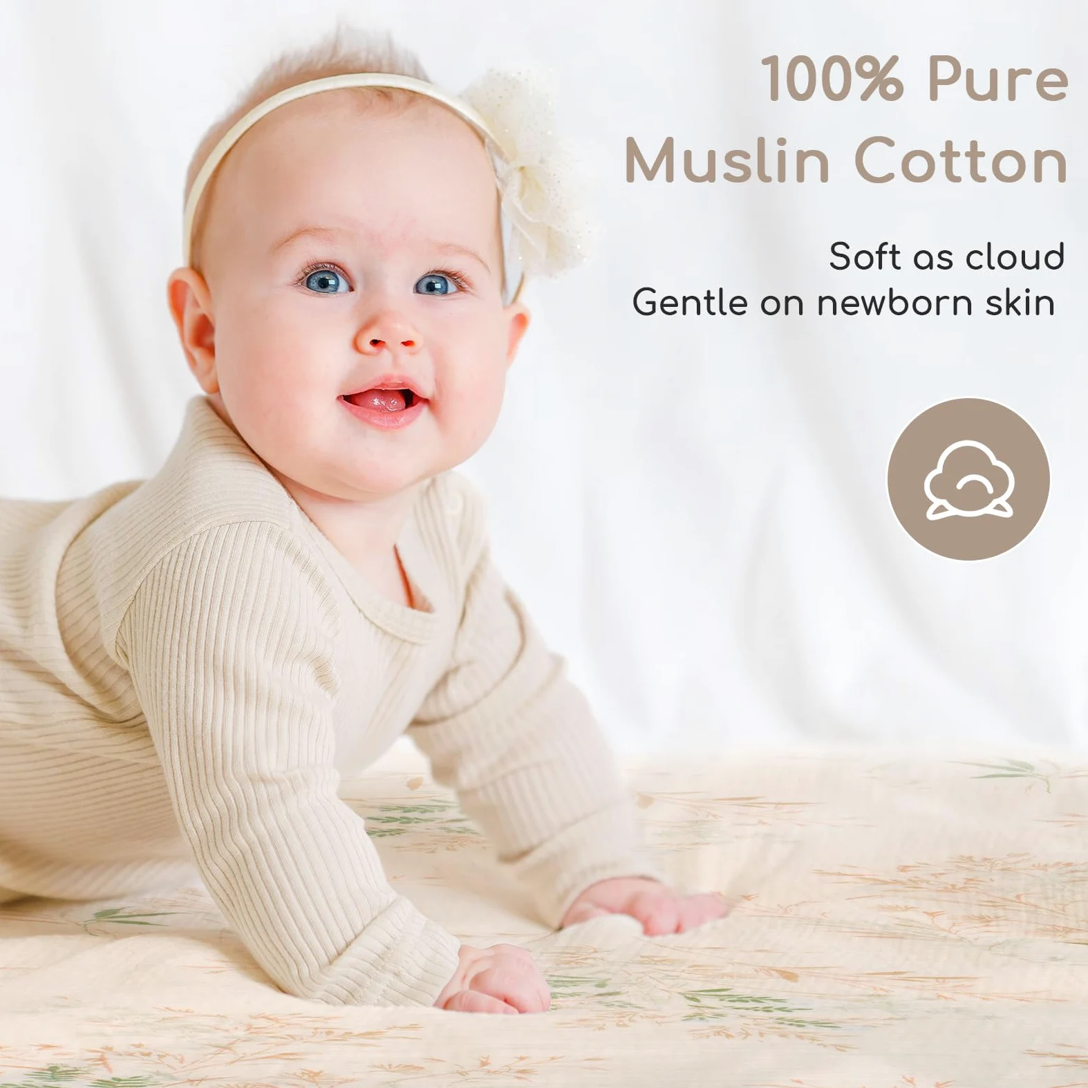 Baby Mussola - Panno quadrato per neonato, confezione da 5 pezzi, 60 x 60 cm, in cotone, assorbente, traspirante e ideale da pulire, per genitori, verde