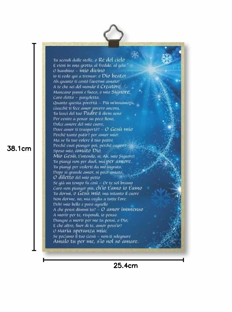 Fratelli Bonella | Quadro Sacro su legno MDF di pioppo 8mm con Mosaico in lamina dorata della Natività con Preghiera sul retro 10 x 15 cm | Made in Italy