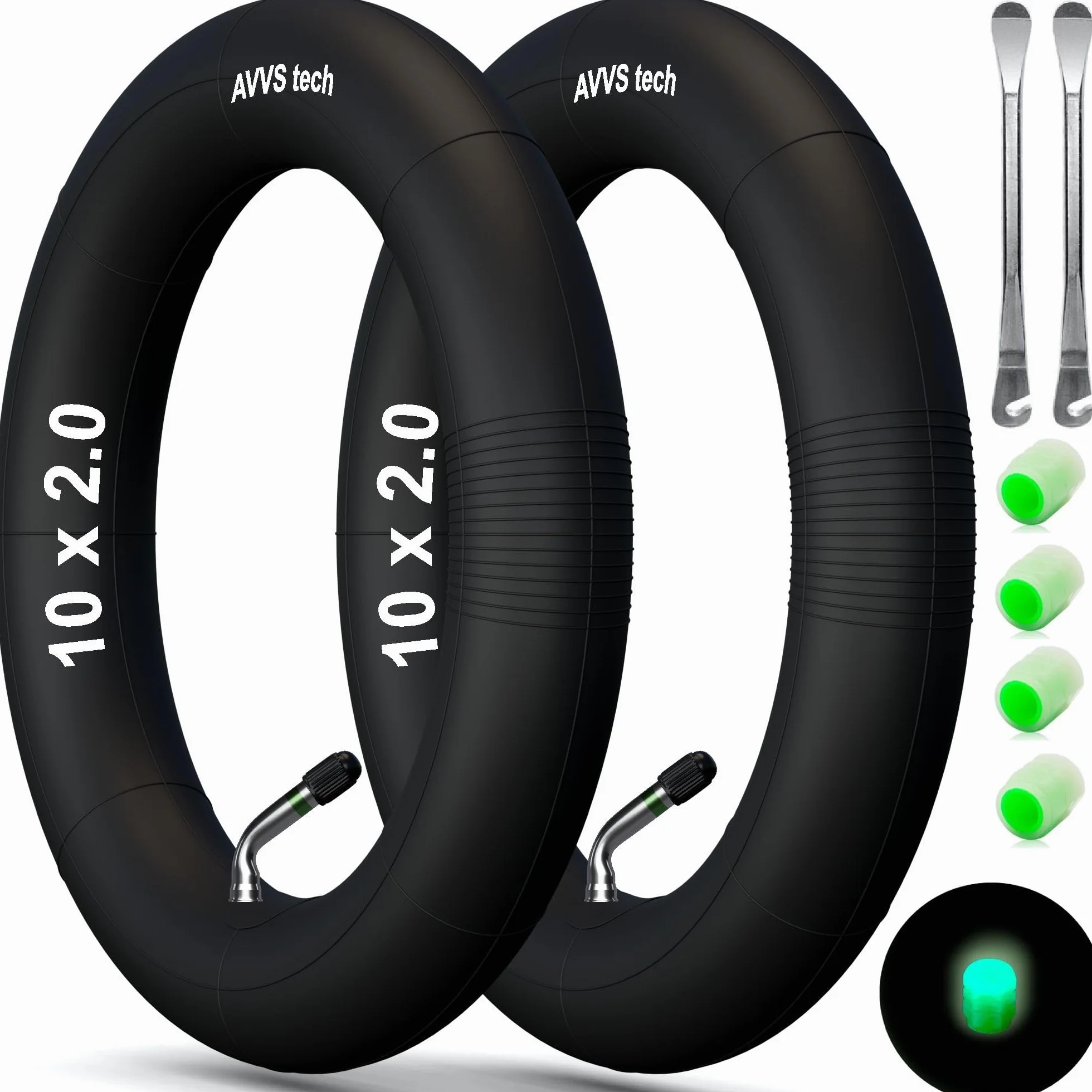 10x2 54-152 Camera d'aria passeggino 10" 10x2/2.125 con valvola 45° +2 leve | Pack 2 | per pneumatici 10x2 (54-152)