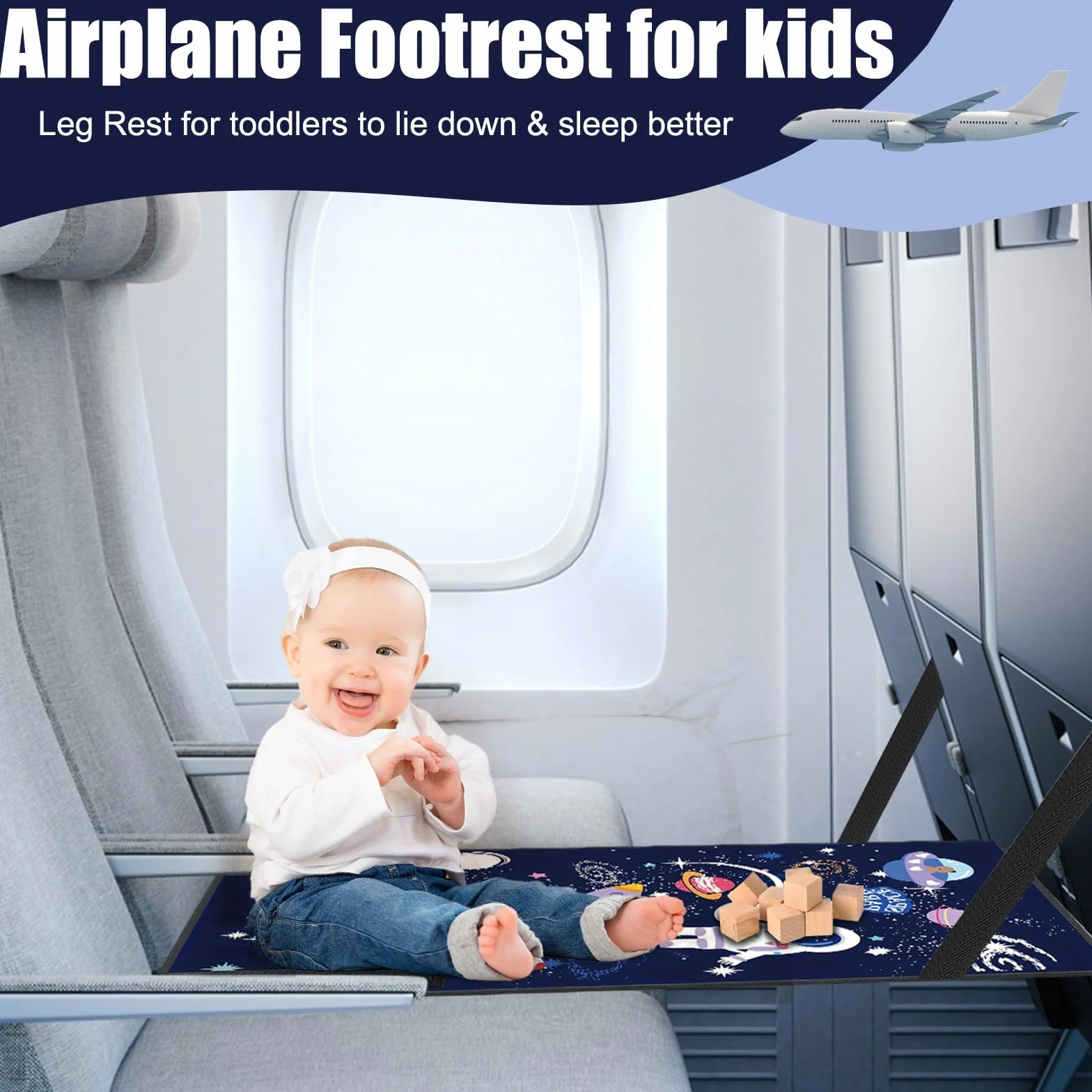 Estensione del sedile per bambini, poggiapiedi aereo, 79 x 44 cm, poggiapiedi per aereo, leggero e pieghevole, prolunga per viaggi in volo per bambini