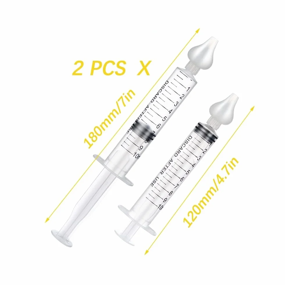 2 Pezzi Irrigatore Nasale, 10 ml Aspiratore Nasale, Nasale Bambino Neonato, Sicuro e Delicato Nasale, Riutilizzabile Aspiratore Nasale, Per Neonati y Bambini