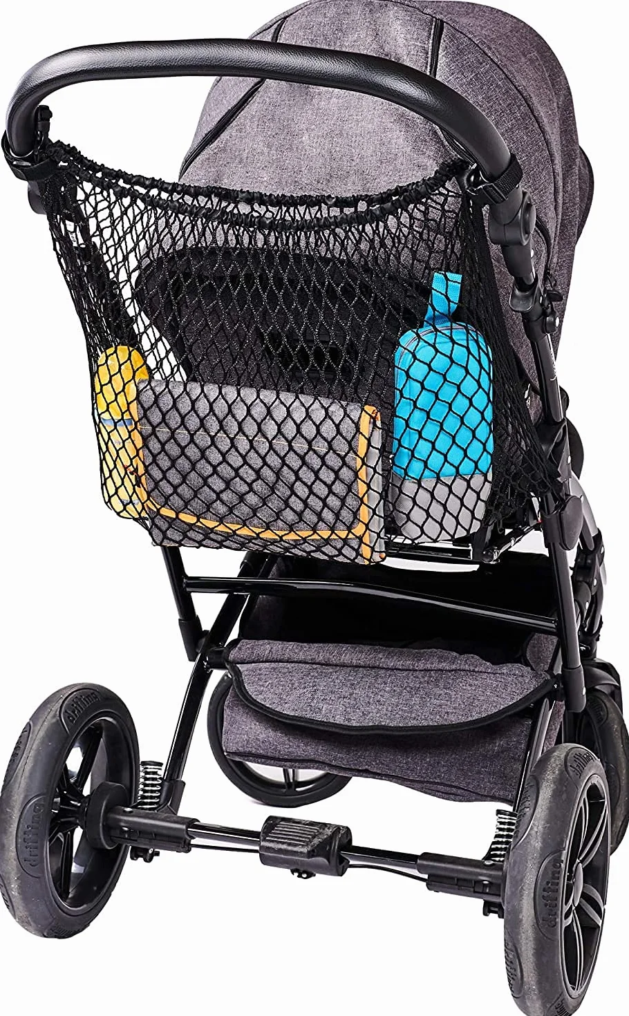 Diago Borsa in rete XL universale per carrozzine, passeggini, passeggini sportivi, jogger e passeggini per gemelli / chiusura a scatto semplice / rete per carrozzine extra large - Colore nero