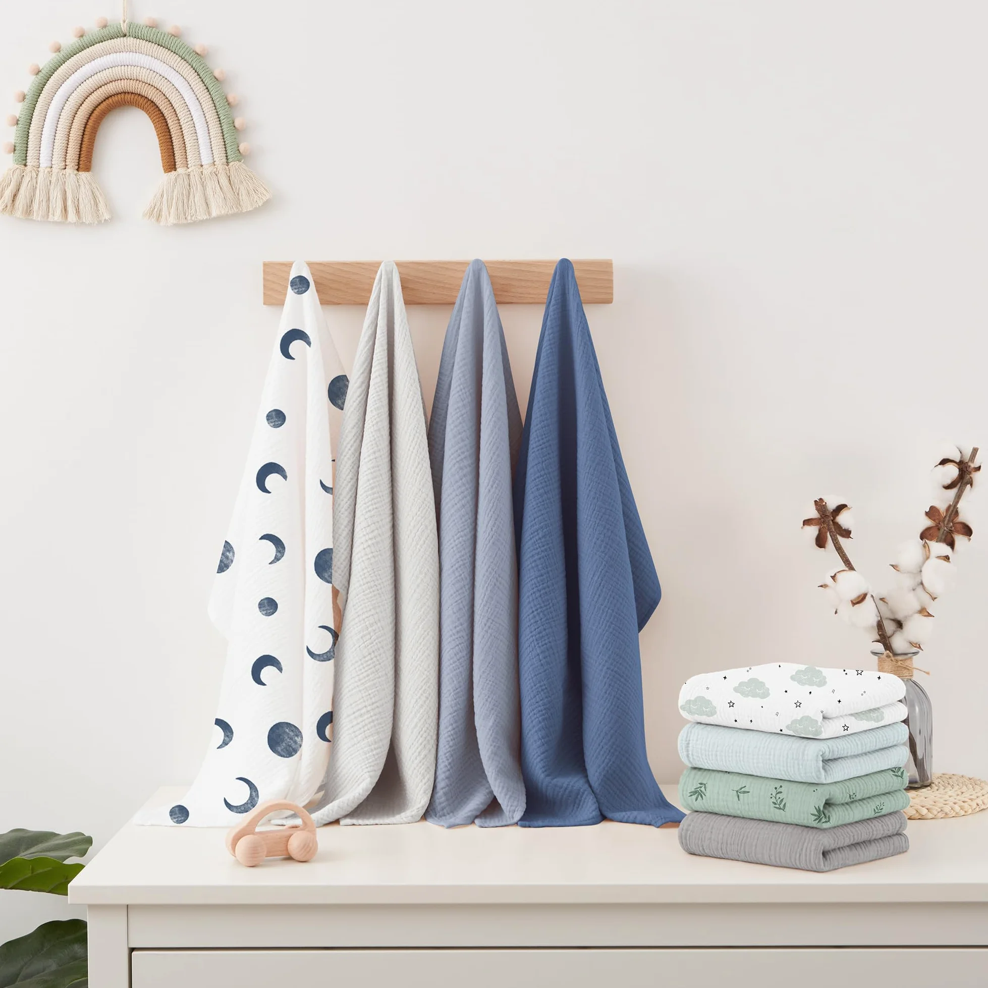 Susurration Salviette in Garza per Bambini Super Morbido Assorbente in Mussola a Grana Per Neonati, Unisex, per Bambine E Ragazzi 8 Pezzi, Set 60x60CM (Marrone)