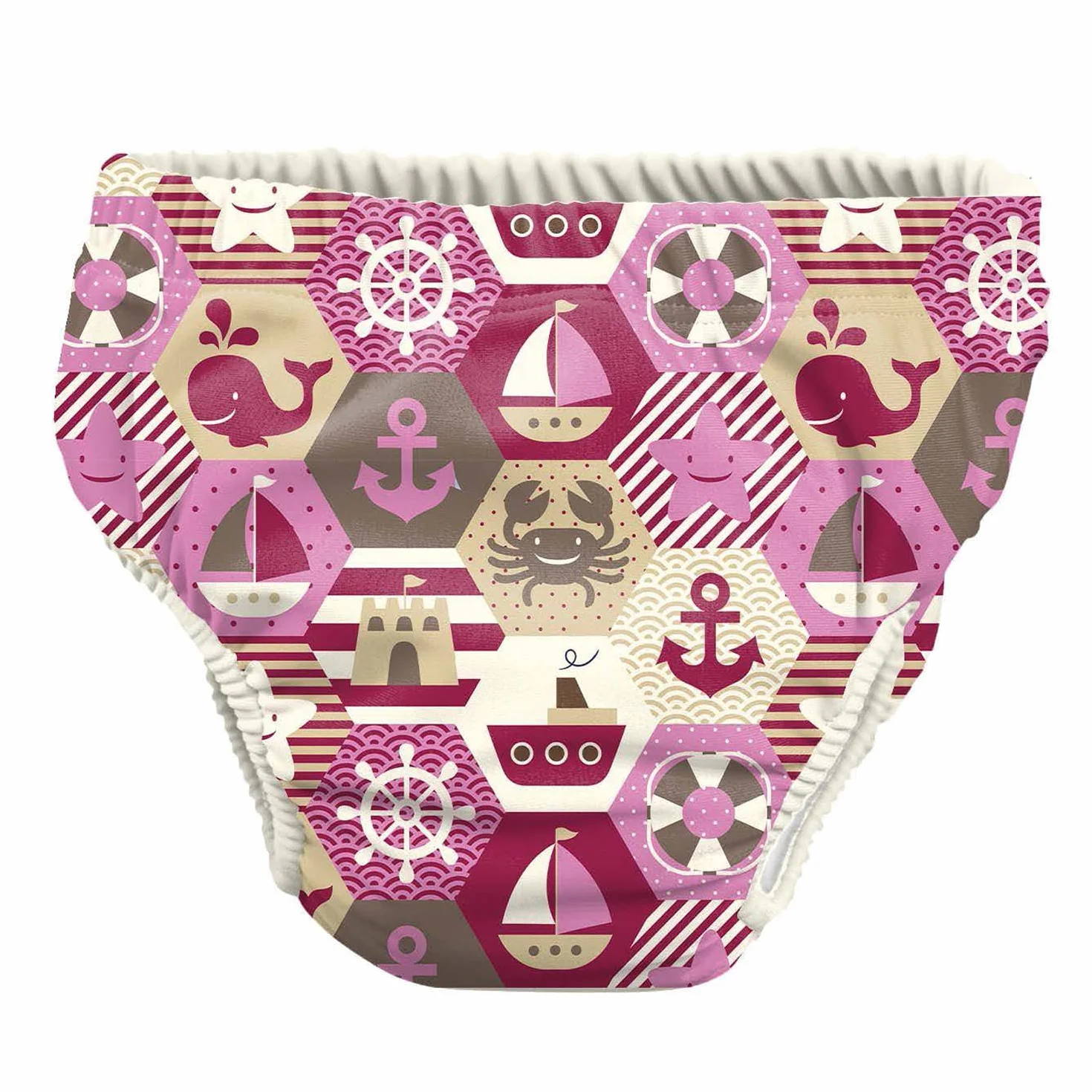 Pss! - Pannolino per Bambini per l'Acqua - Modello Sailor Girl - Per Bambini da 3 a 8 kg - Taglia M - Unisex - Design Multicolore -Assorbente e Riutilizzabile -Impermeabile e Confortevole - 1 Pièce