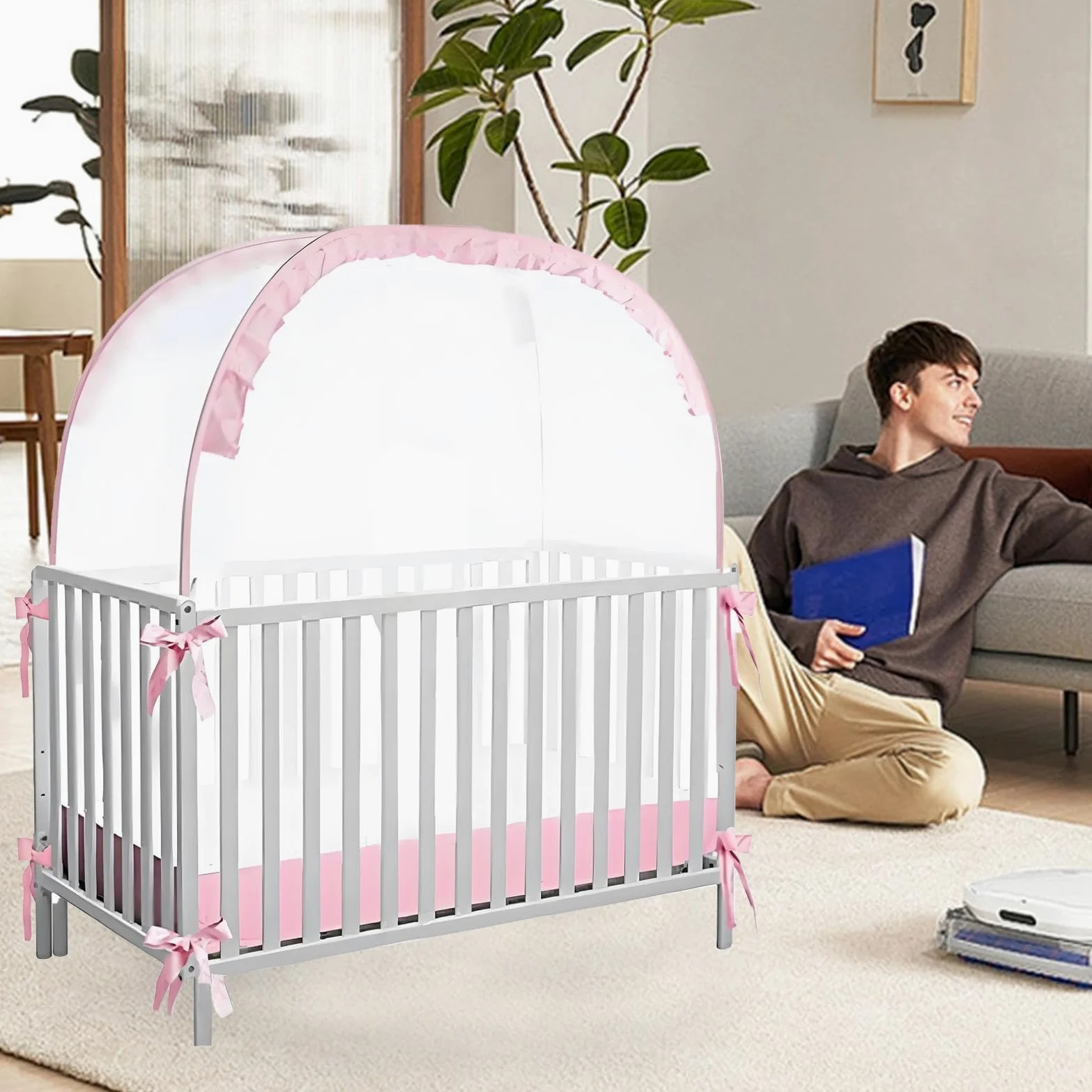 Tenda per lettino, design a rete traspirante + per letto per | Tenda a baldacchino in filo di acciaio, traspirante, per neonati, bambini, camera dei bambini, casa, viaggi