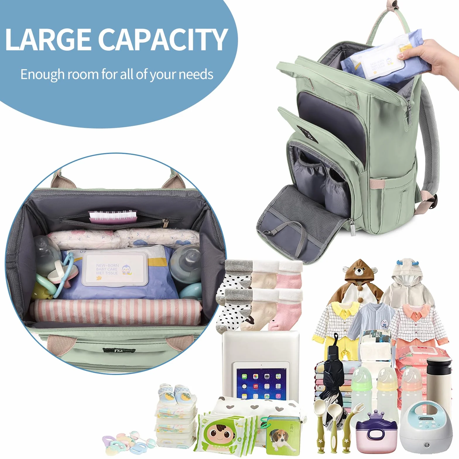Pomelo Best Zaino Fasciatoio per Bambini con Fasciatoio Impermeabile Grande Capacità Borsa Passeggino per Viaggi - Serie Macaron