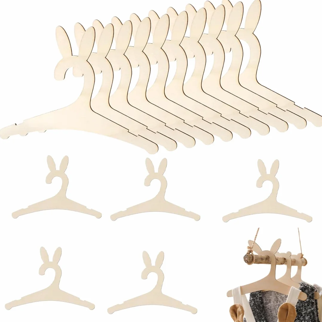 15 Pezzi Appendini in Legno per Bambini, Gruccia Neonato Legno, design a scanalature, per Unisex Bambino Neonati Regalo, per decorare e appendere i vestiti (15,5 x 22,7 cm)
