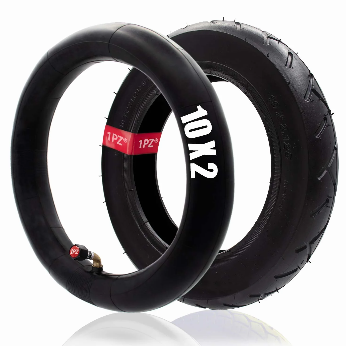 1PZ F3T-10I 10x2.125 Pneumatico Gomme Monopattino Elettrico, Camera d'aria 10x2 con valvola angolata a 90° per Monopattino Bambino Passeggino 2 Ruote Autobilanciate - Pneumatici per Ruote 10 Pollici