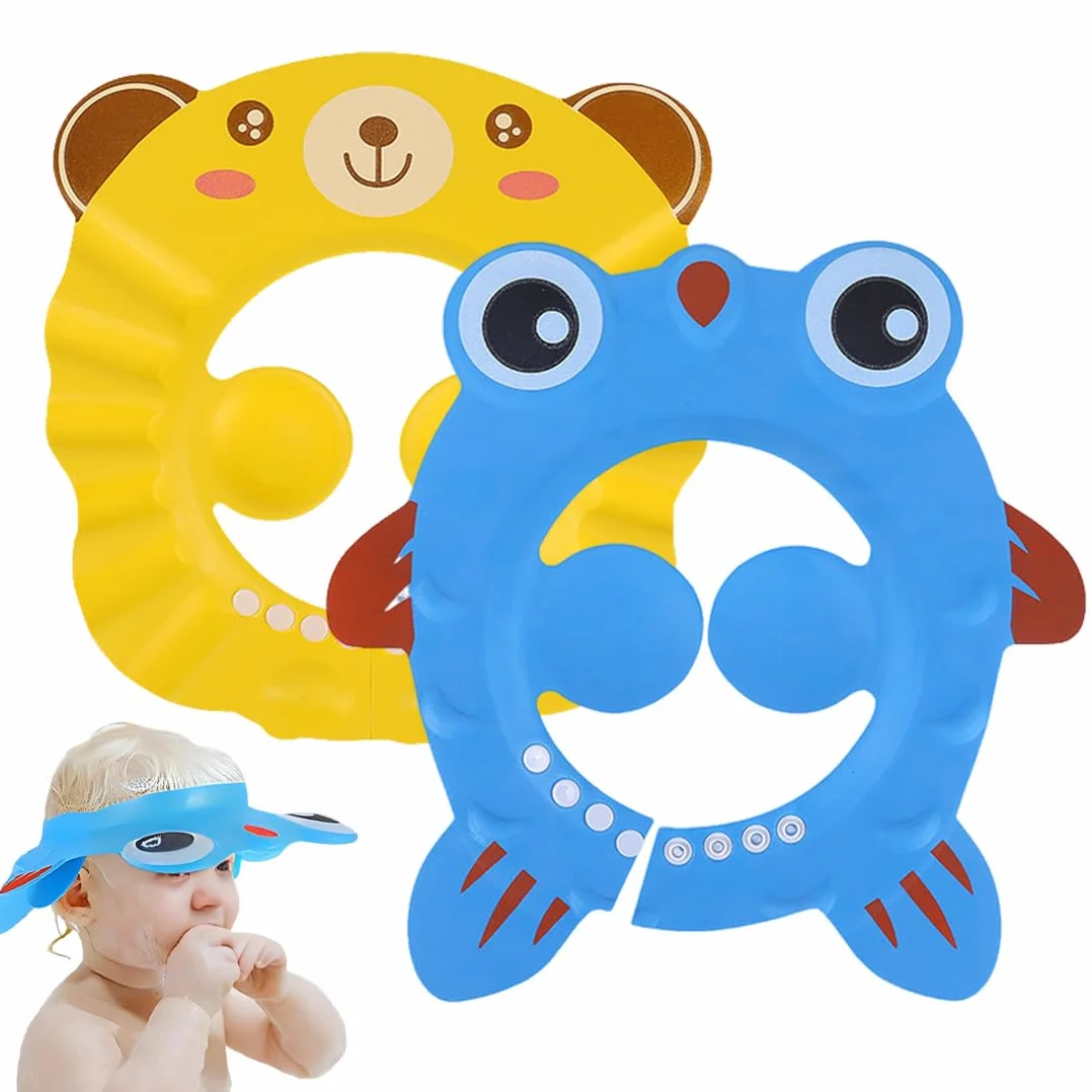 2 Pezzi Cappello Doccia Neonato, Cuffia Da Doccia Bambino Regolabile Visiera Cuffia Da Bagno,Cappello Da Bagno Bebe,Cappello Da Bagno Per Bambini Protezione Degli Occhi E Viso Shampoo