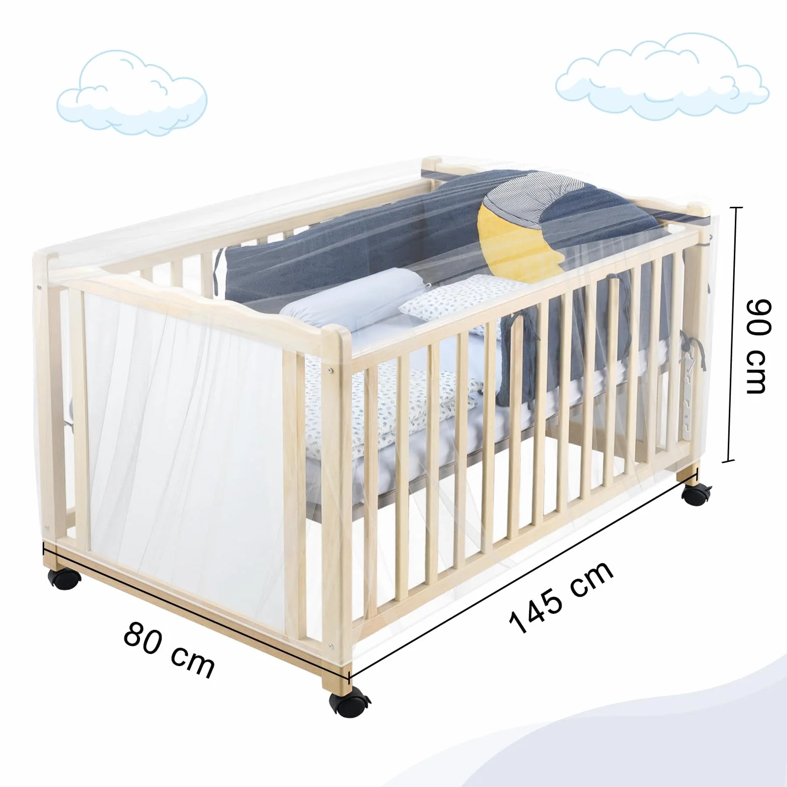 faburo Zanzariera Lettino Bambini per Passeggino, Seggiolino Auto, Culla e Lettino da Viaggio Adatto sia per Attività al Chiuso che All'aperto, 145 * 80 * 90cm