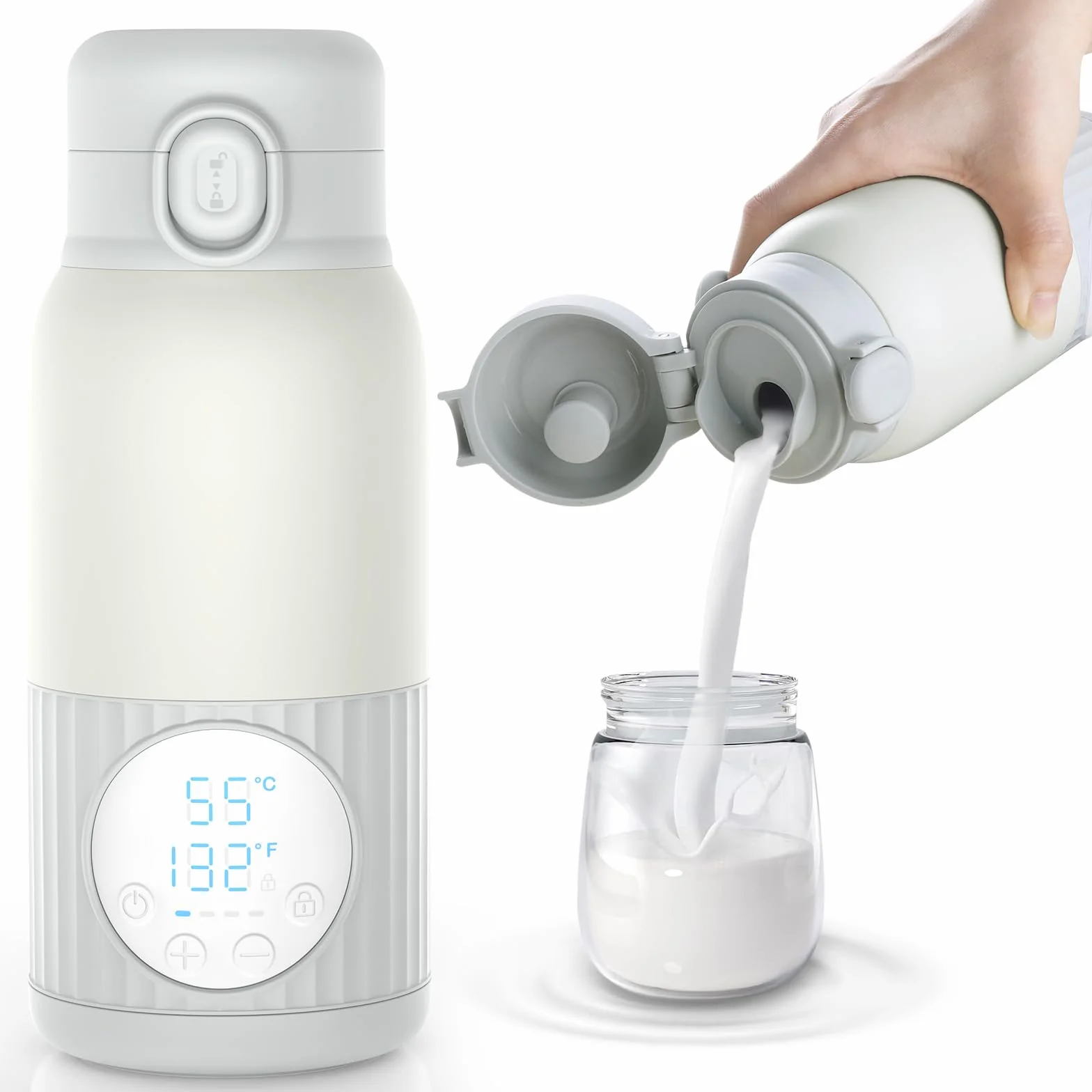 Scaldabiberon portatile per bambini in viaggio, batteria da 380 ml, per latte materno, acqua 10000 mAh, riscaldamento rapido, controllo preciso della temperatura 100W lunga durata della