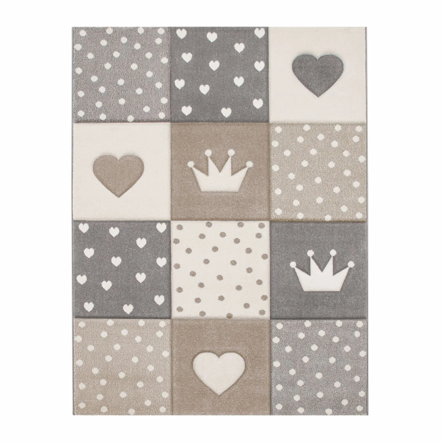 TT Home Tappeto Bambini Chicco Tappeto Stanza Bambini Pastello 3D Polkadot Cuore, Colore:Beige, Dimensione:80x150 cm