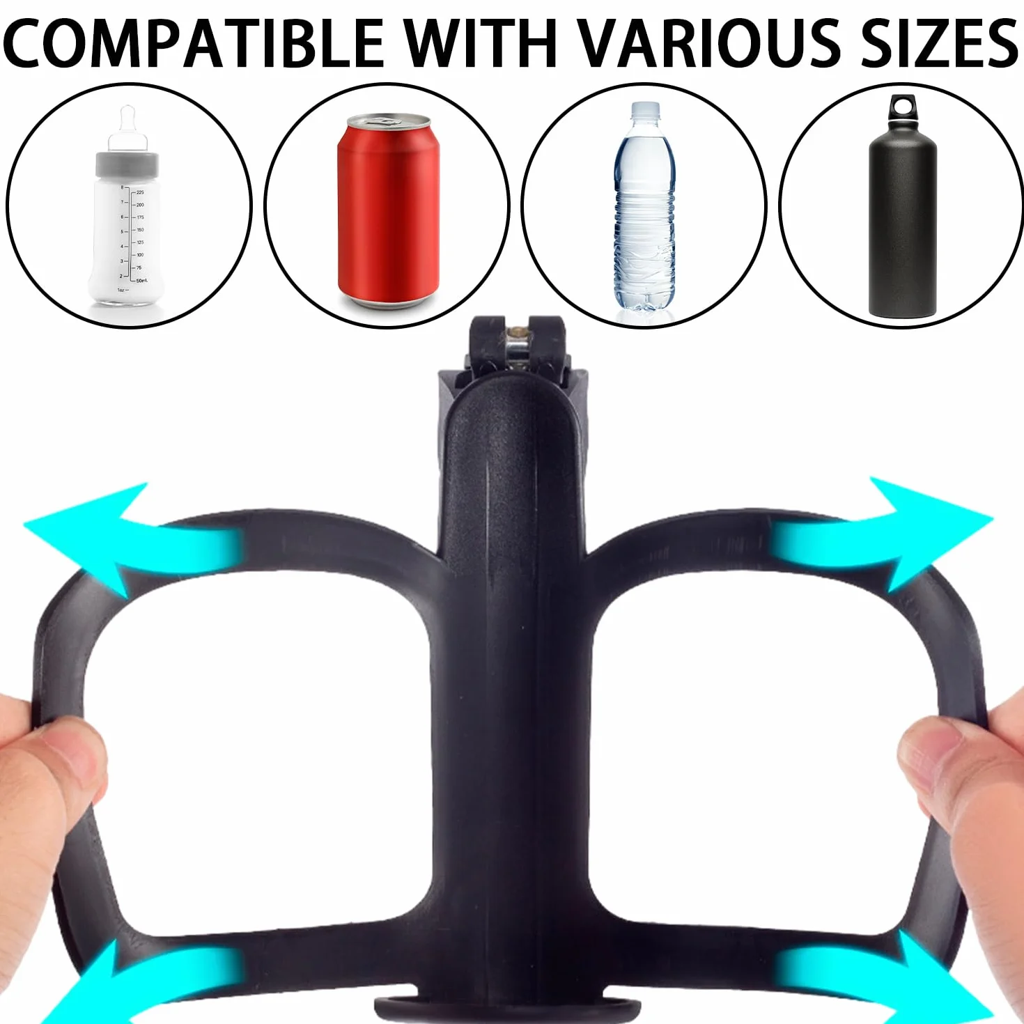 2 pezzi portabicchieri per passeggino, regolabile per sedia a rotelle, supporto universale per bevande, adatto per biciclette, passeggini e tapis roulant