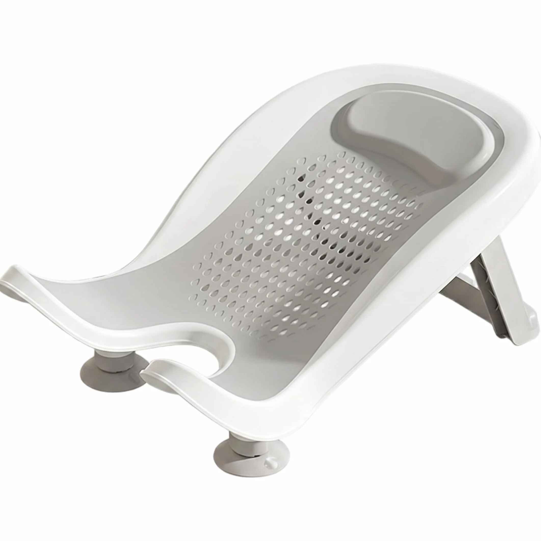 Sedili da bagno, Supporto per bagnetto, Vaschetta ergonomica per neonati con ventosa e soluzione per lavabo antiscivolo per gambe per 0-12 mesi - Grigio