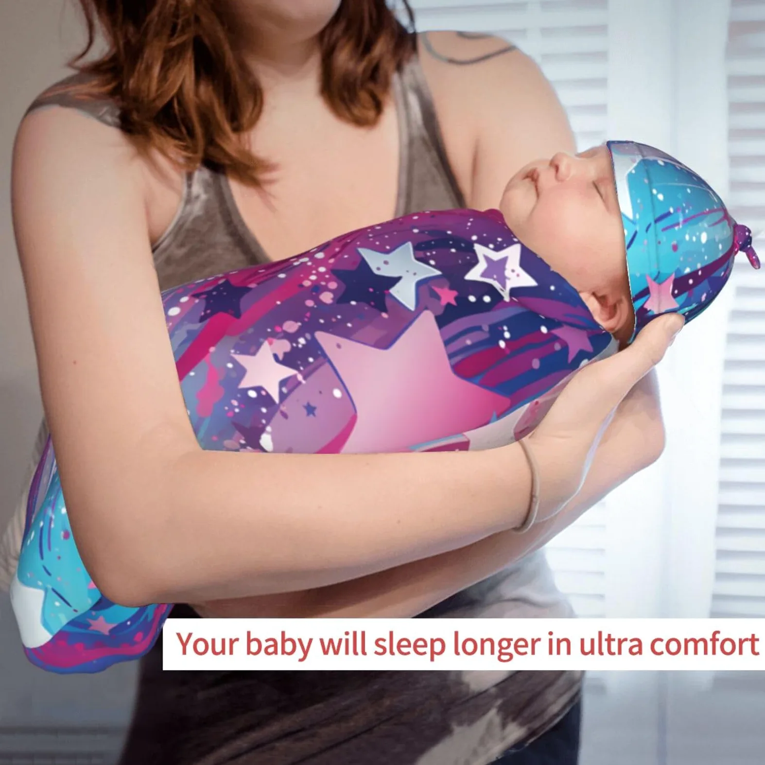 3D Stars Swaddle Coperta E Cappello Set Per Neonati Avvolgere Accogliente Per Neonati Bambino Comfort 29x53 cm