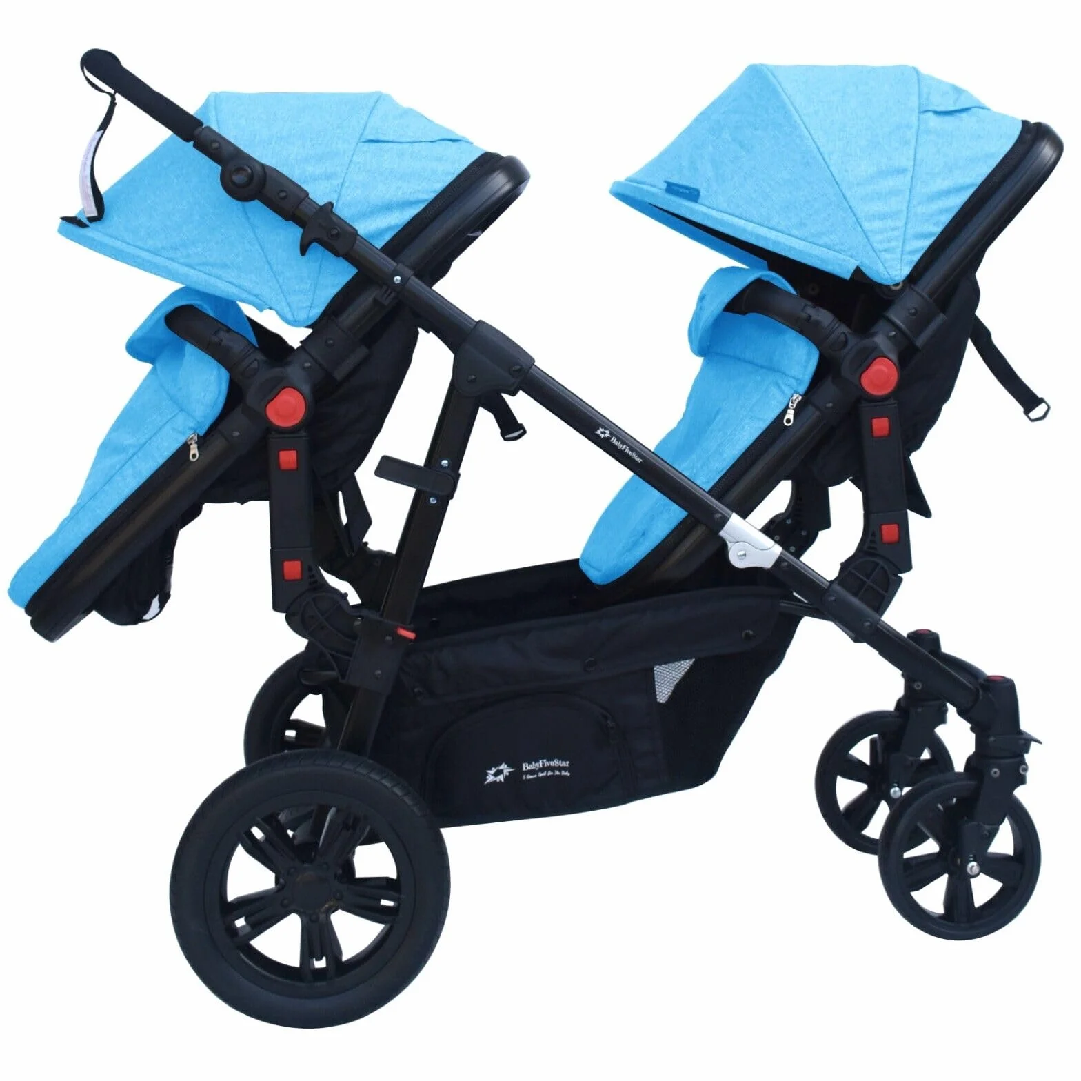 PASSEGGINO DOPPIO/GEMELLARE 2in1 NERO E BLU PER DUE BAMBINI FRATELLI STROLLER