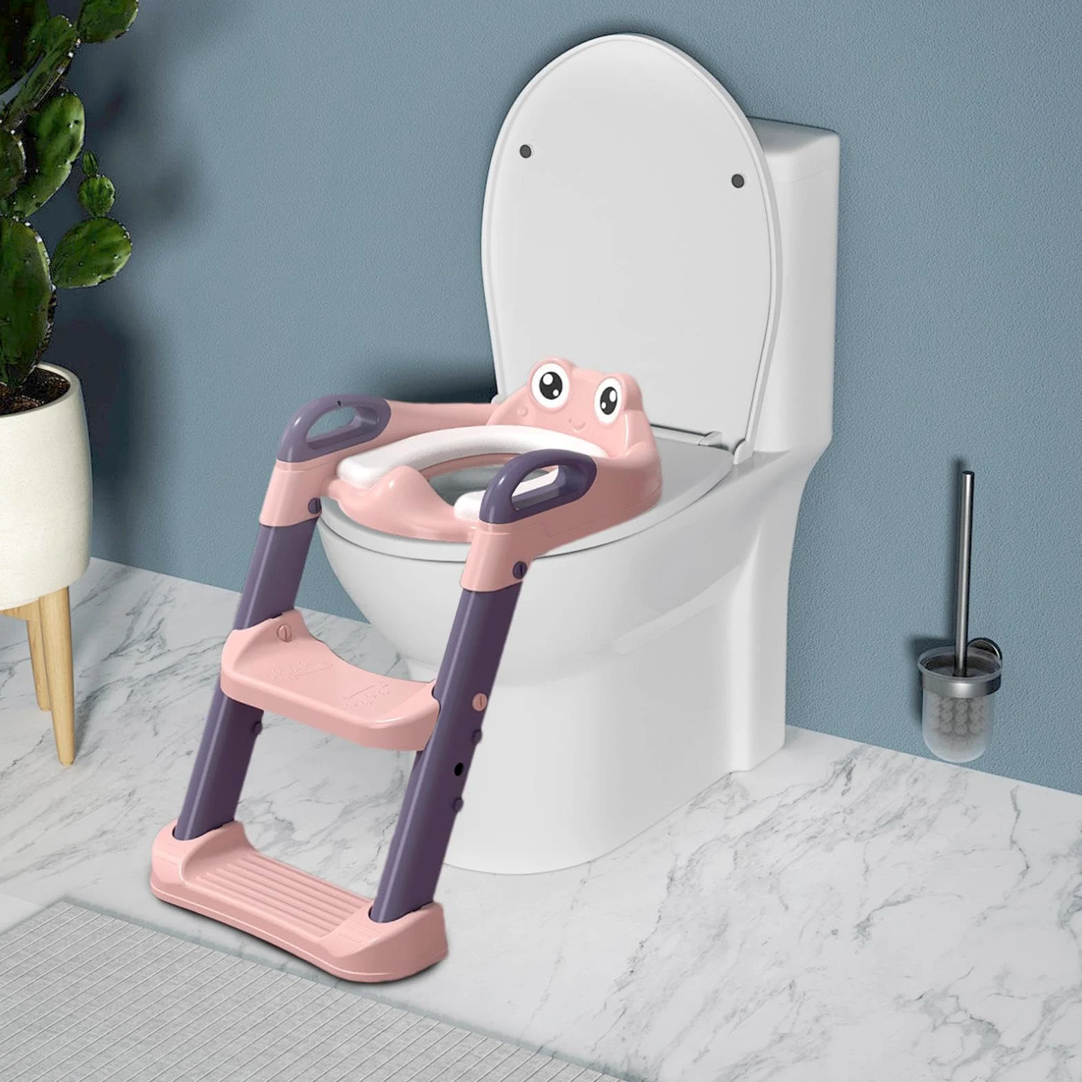 Sedile WC per bambini con gradini, scaletta WC per bambini piccoli Maniglie | Regolabile Gradini antiscivolo, maniglie impermeabili sopra le scale