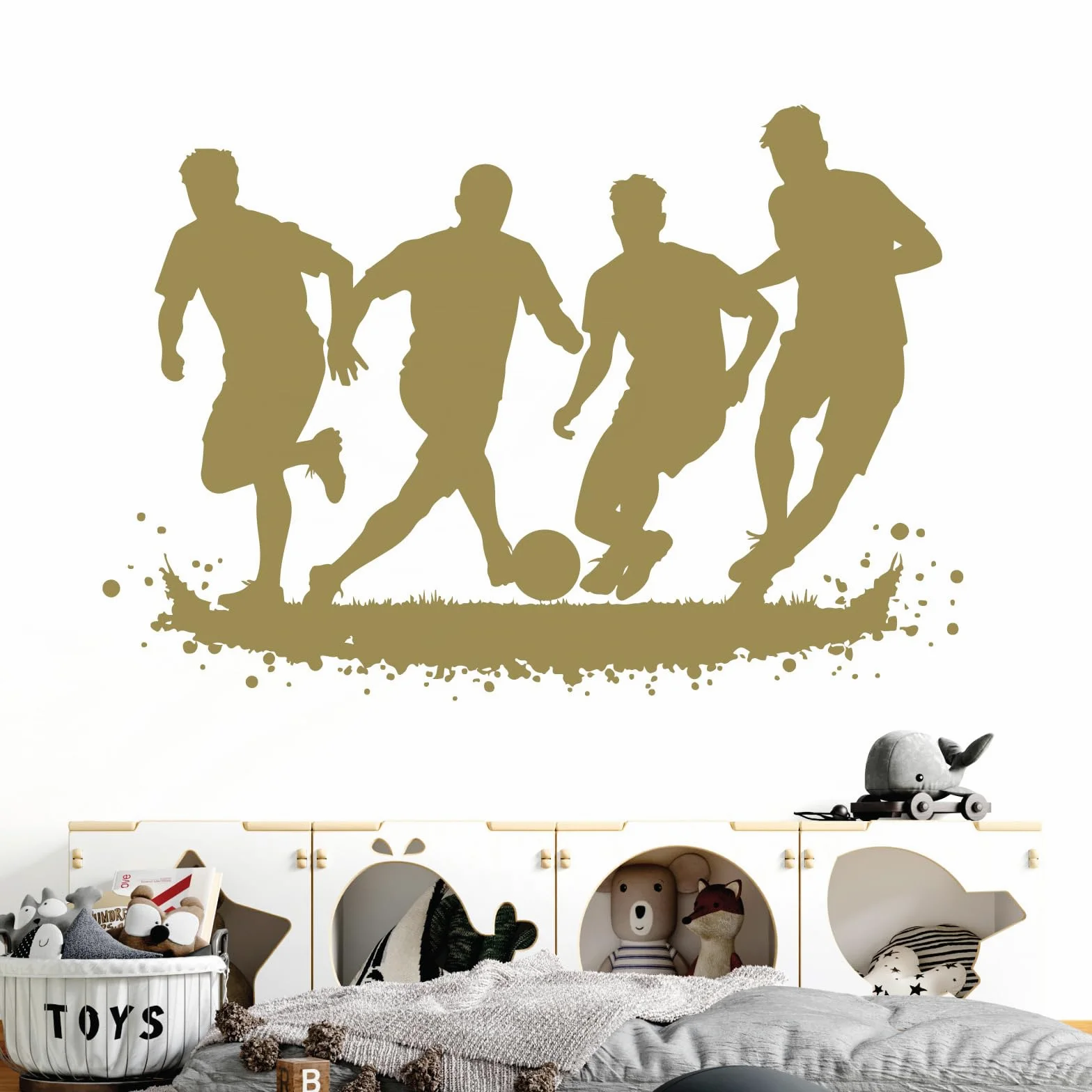 calciatori Wall Art Vinyl Sticker – cameretta dei Bambini, Targa in Vinile, Poppy, Extra Large (1460x550mm)
