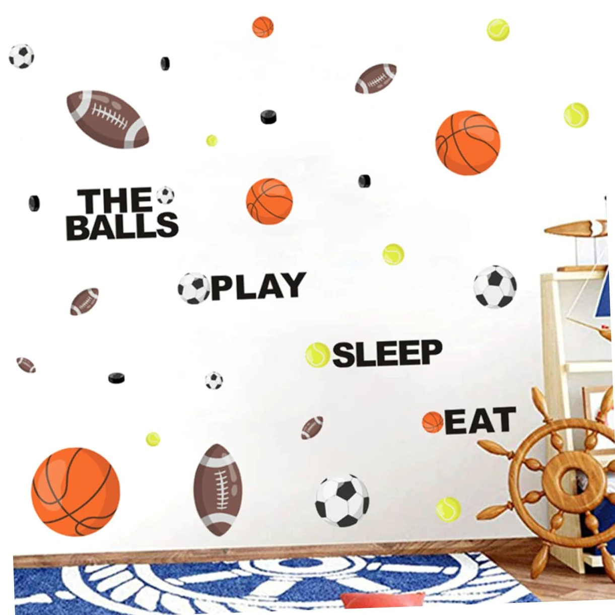 ABOOFAN 4 Adesivi Murali Rimovibili Per Cameretta Dei Bambini Adesivi Decorativi Da Basket E Calcio Per Ragazzi E Ragazze