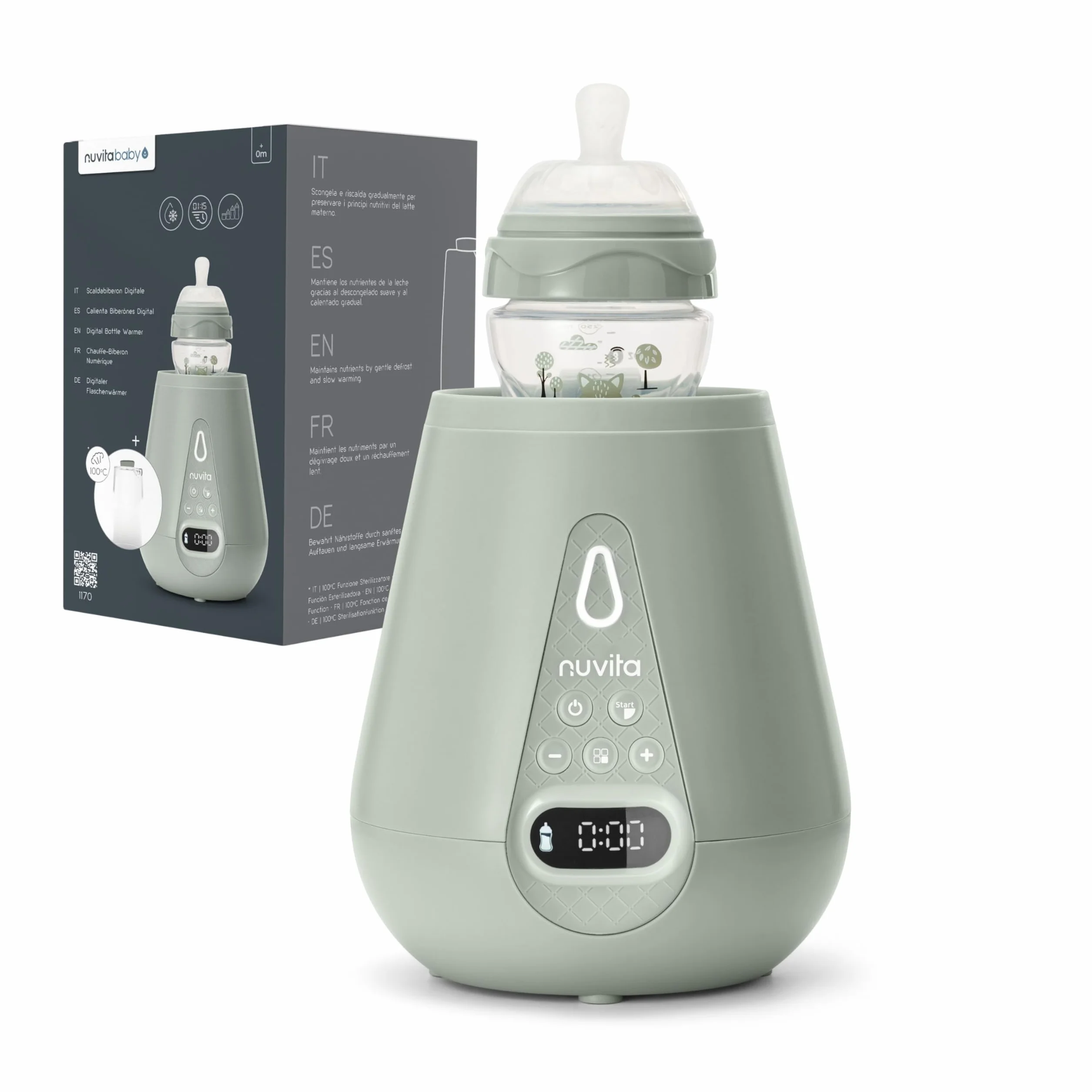 Nuvita 1170 | Scalda Biberon Neonato | Sterilizzatore Biberon | Scaldabiberon Digitale | Scaldabiberon e Sterilizzatore | Scaldalatte Elettrico Neonato | Scaldabiberon Veloce | Scaldapappa Neonati