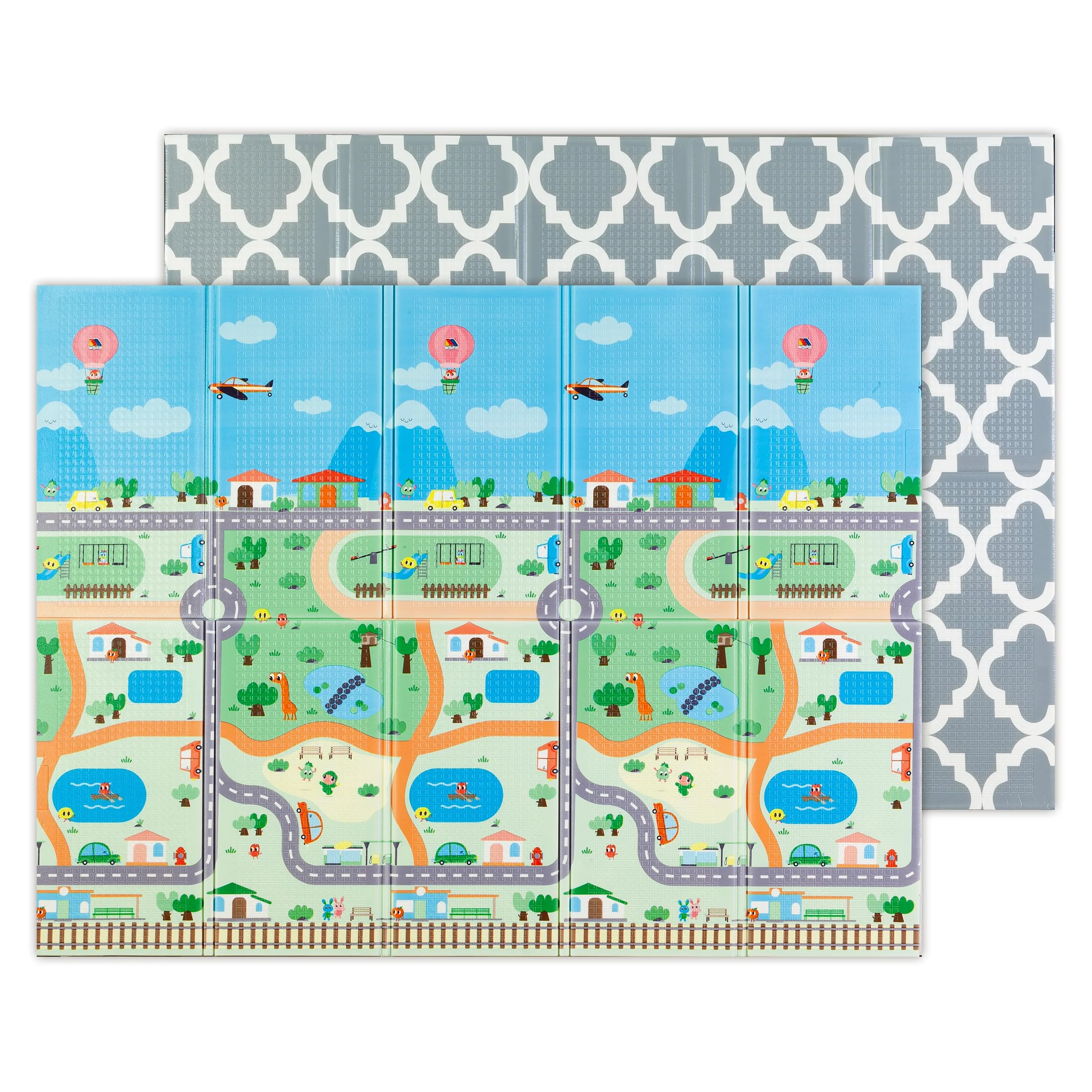 MOLTO | Tappeto gioco reversibile XXL 150x200 cm – Design Gusy Light con stampa per bambini – Tappeto per neonati antiscivolo, pieghevole e imbottito – Da 0 mesi