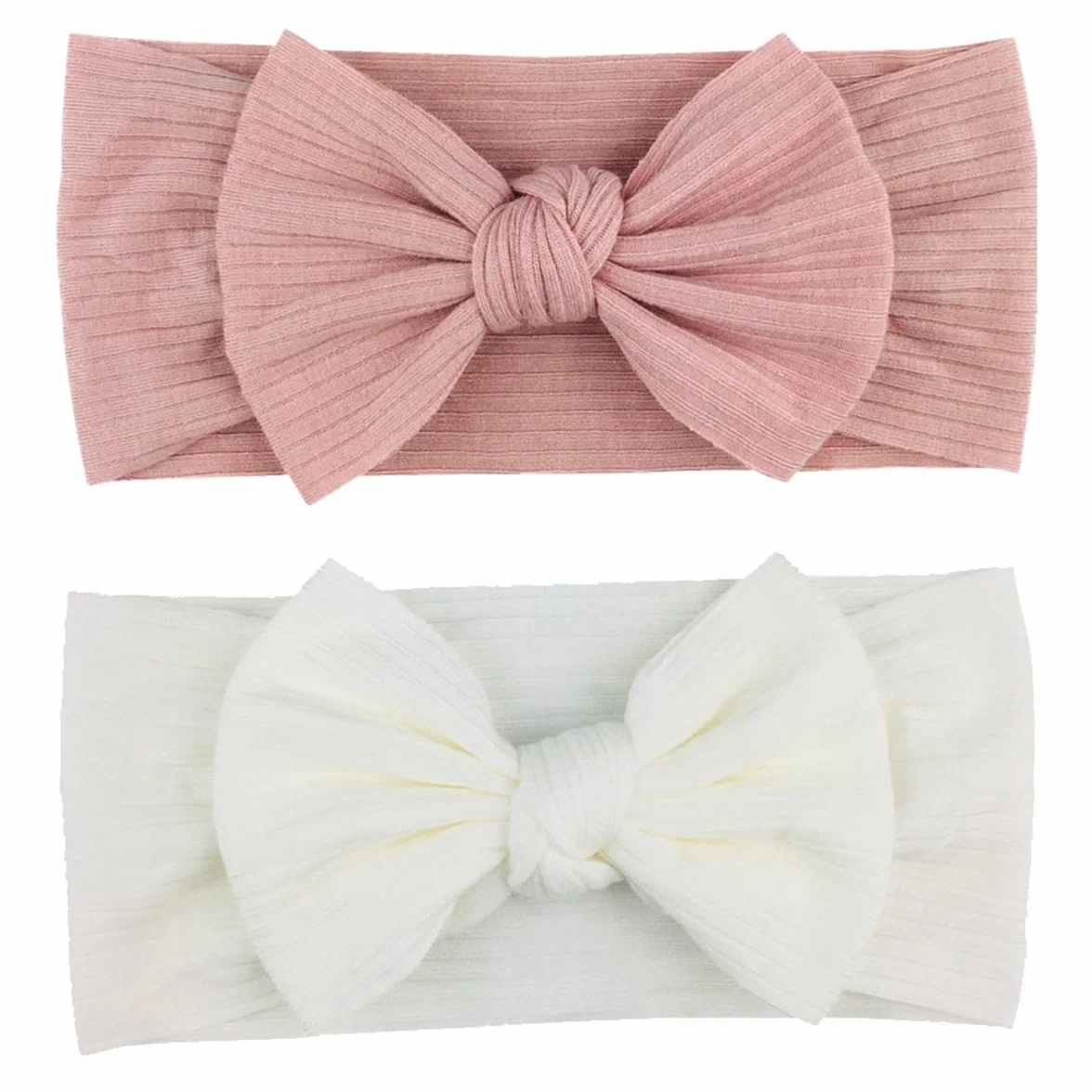 2 Pezzi Fascia Elastica, Accessori Neonata, Fascette Per Capelli Per Fiocchi, Regalo Per Bambini Per Foto,Bianco Baby Girl Fasce in nylon Bowknot Fasce elastiche