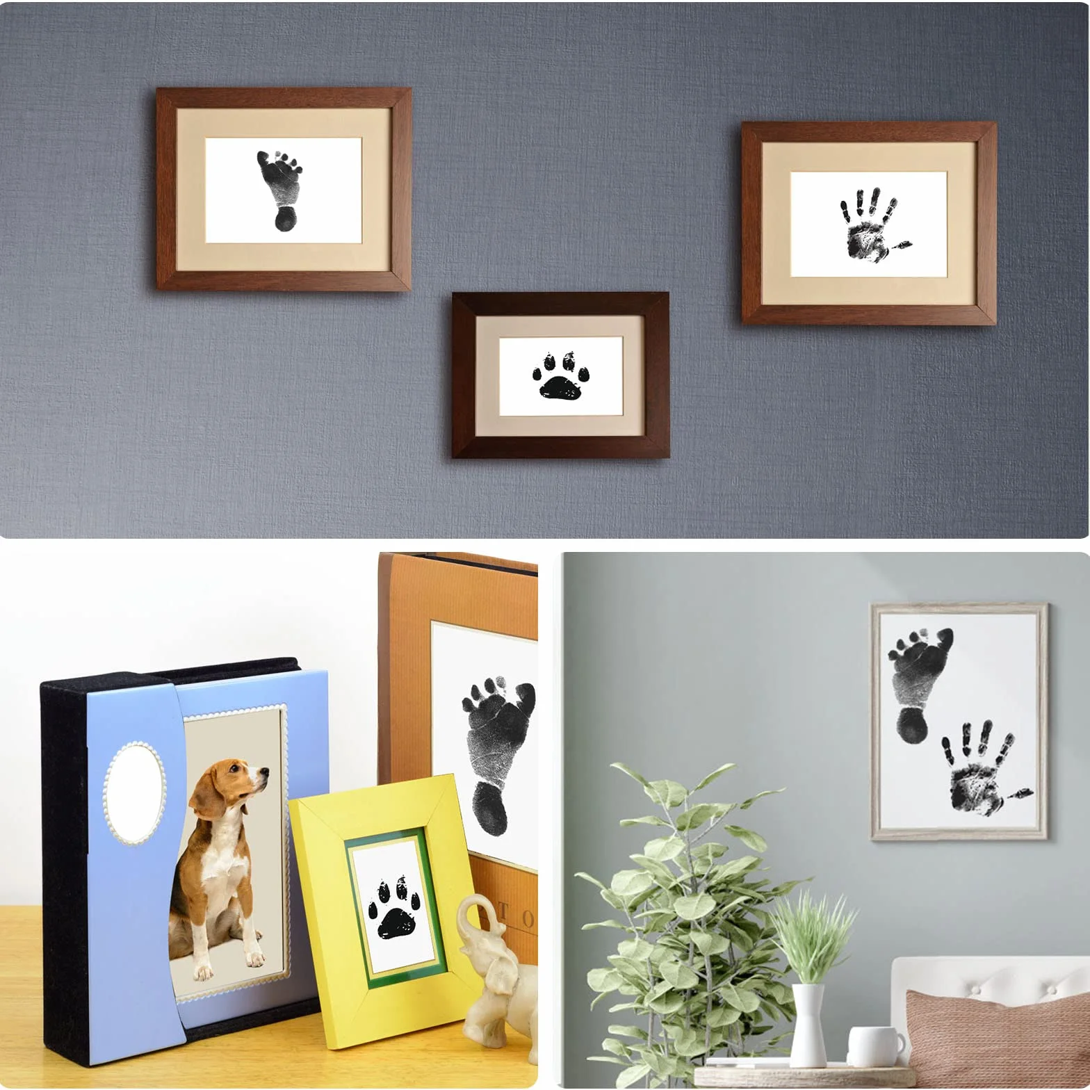 4pcs Set Impronte Bimbi,Impronta Bambino,Impronta Mani e Piedi Neonati,Non Tossici Sicuri, Kit Impronte Neonato,Cornice Impronte Neonato,Impronte di Mani e Piedi cuscinetto del timbro senza tocco