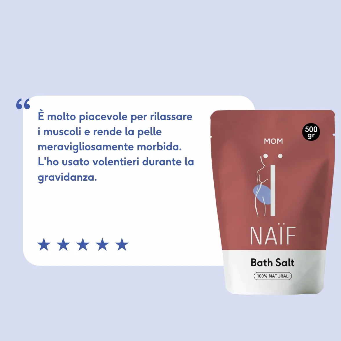 Naïf Sali da bagno al magnesio - Allevia dolori e crampi - Rilassamento muscolare - Bagno alcalino per disintossicazione - Sali da bagno alcalino - 500 g