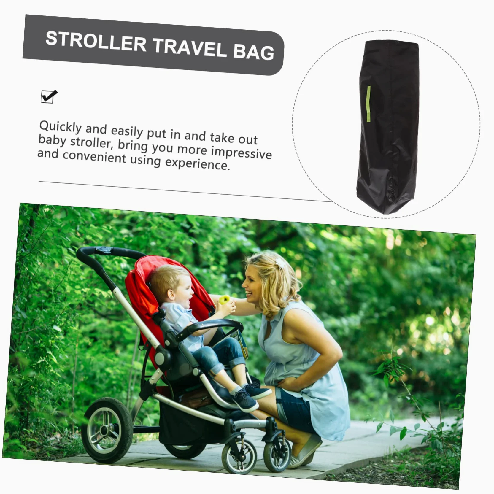 VICASKY Borsa per Passeggino Singolo, Borsa da Viaggio Oxford Nero, Facile da Pulire, Accesso Comodo, per Uso Quotidiano e Viaggio
