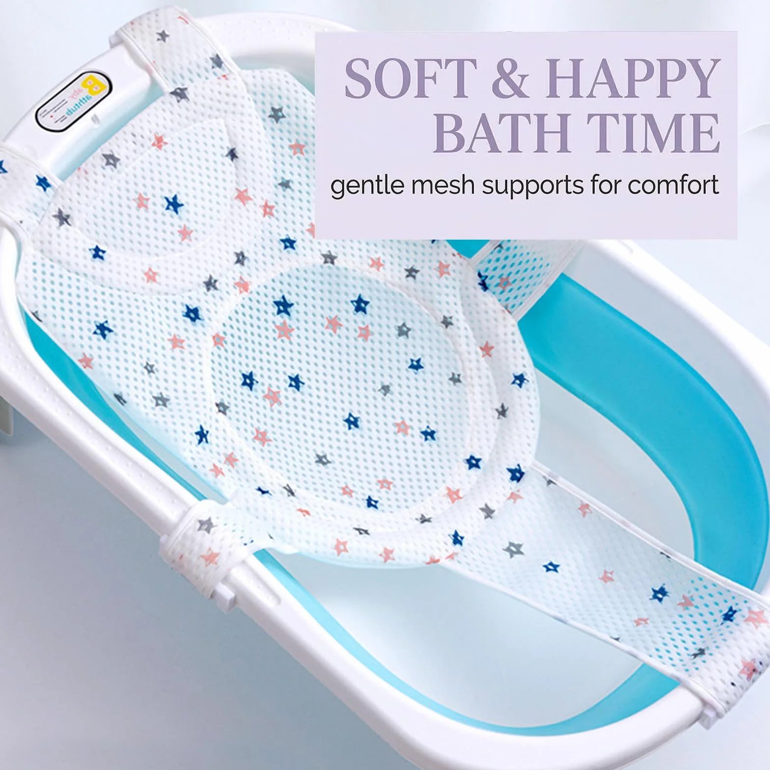 1 pezzo Cuscino Bagnetto Neonato, Cuscino da bagno regolabile, Due spazzole per shampoo incluse, Tappetino da bagno galleggiante per bambini (6-24 mesi) (Stella)