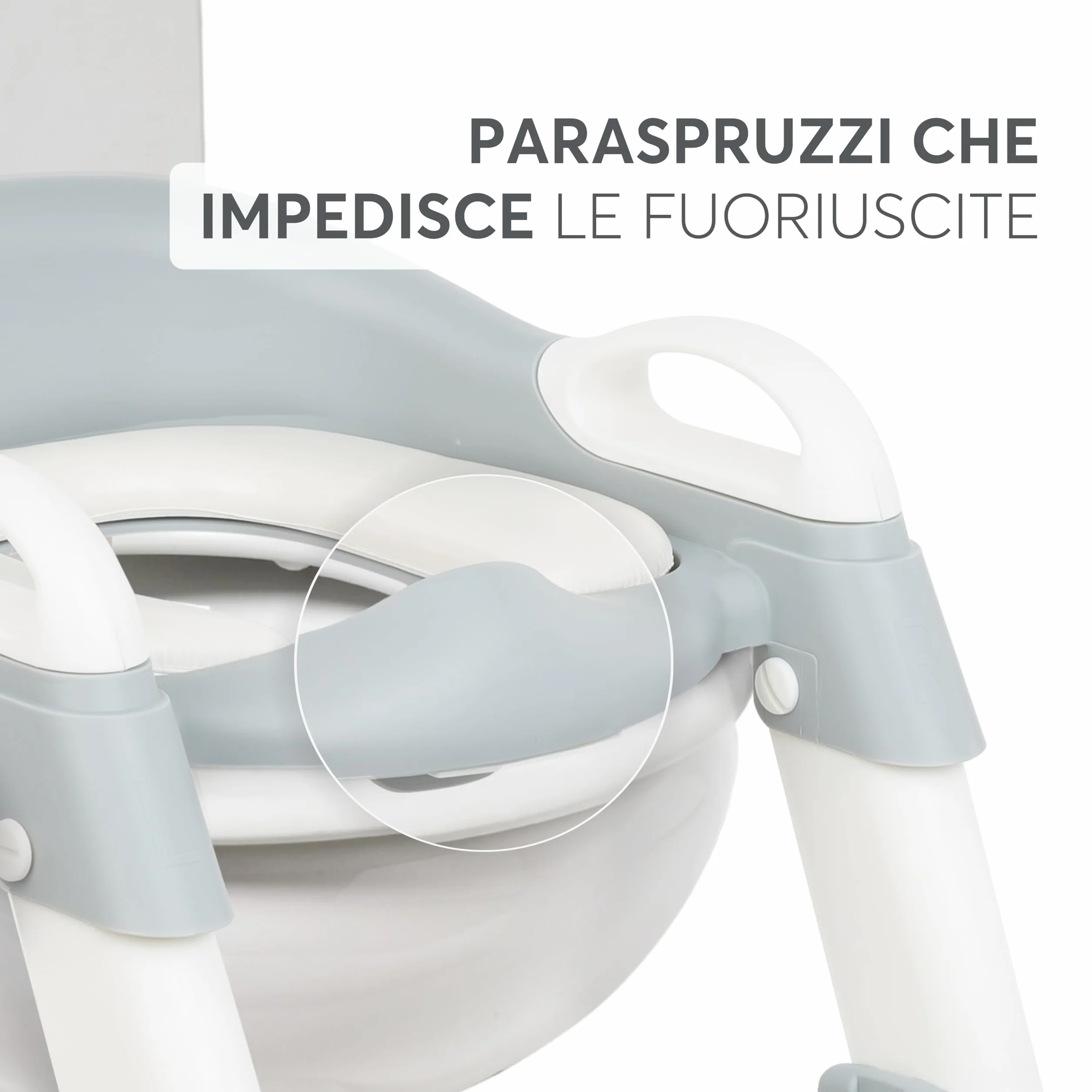 KikkaBoo Riduttore WC bambini con scaletta LEA, Educatore da toilette, Pieghevole e regolabile, Design anatomico, Imbottitura morbida rimovibile, Maniglie, Antiscivolo, 18+ mesi, Grigio