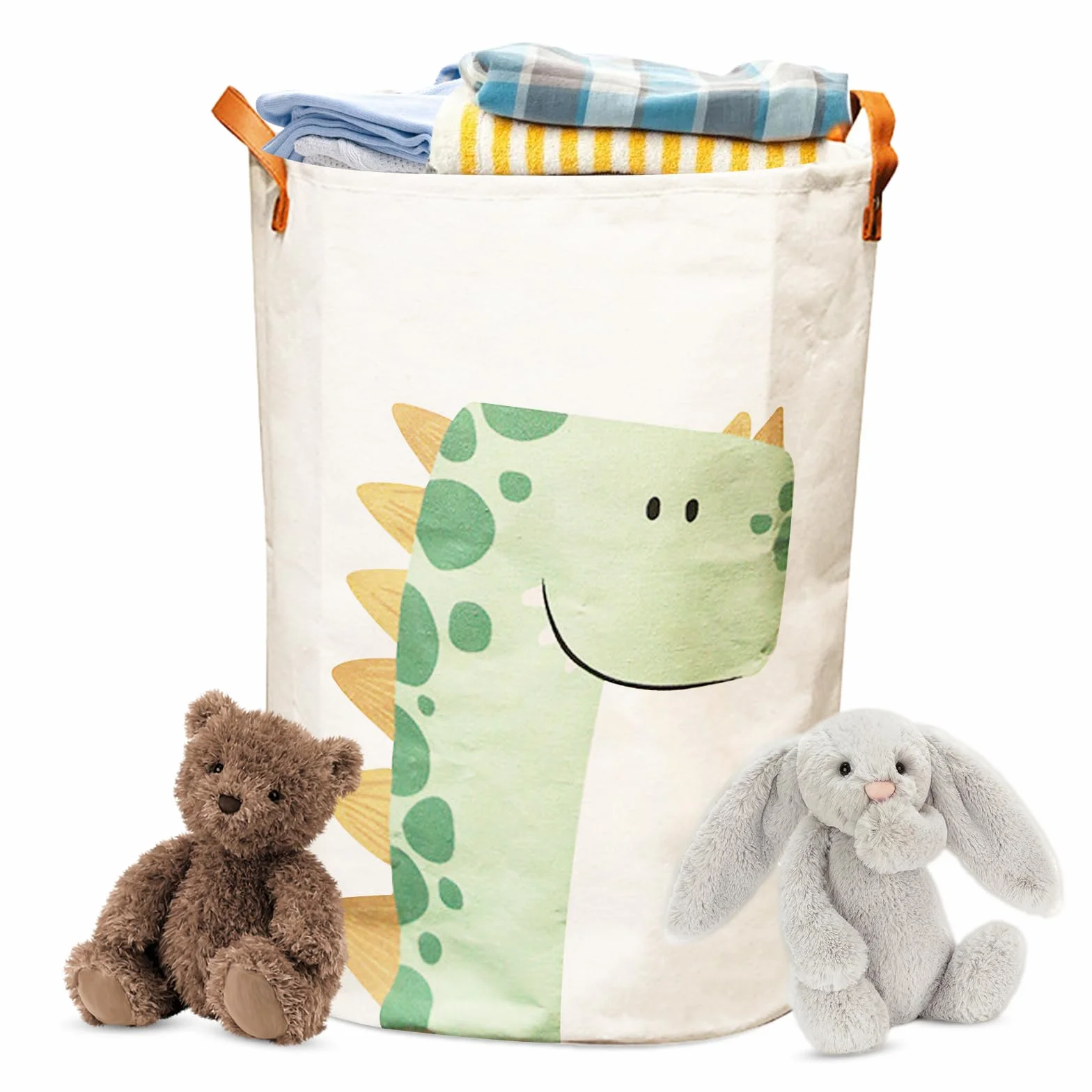 FOGARI - Cesto per biancheria per neonati, cestini portaoggetti, grande cesto portaoggetti per bambini in cotone e idrorepellente, pieghevole, cestini portaoggetti per giocattoli (dinosauri)