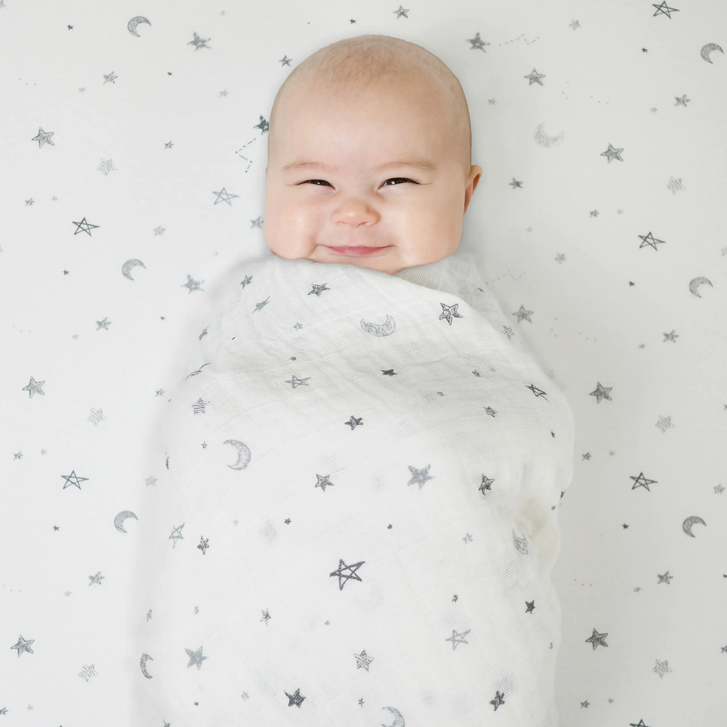 American Baby Company 100% cotone naturale jersey di alta qualità, lenzuolo con angoli grigi, stella e luna, morbido traspirante, per ragazzi e ragazze