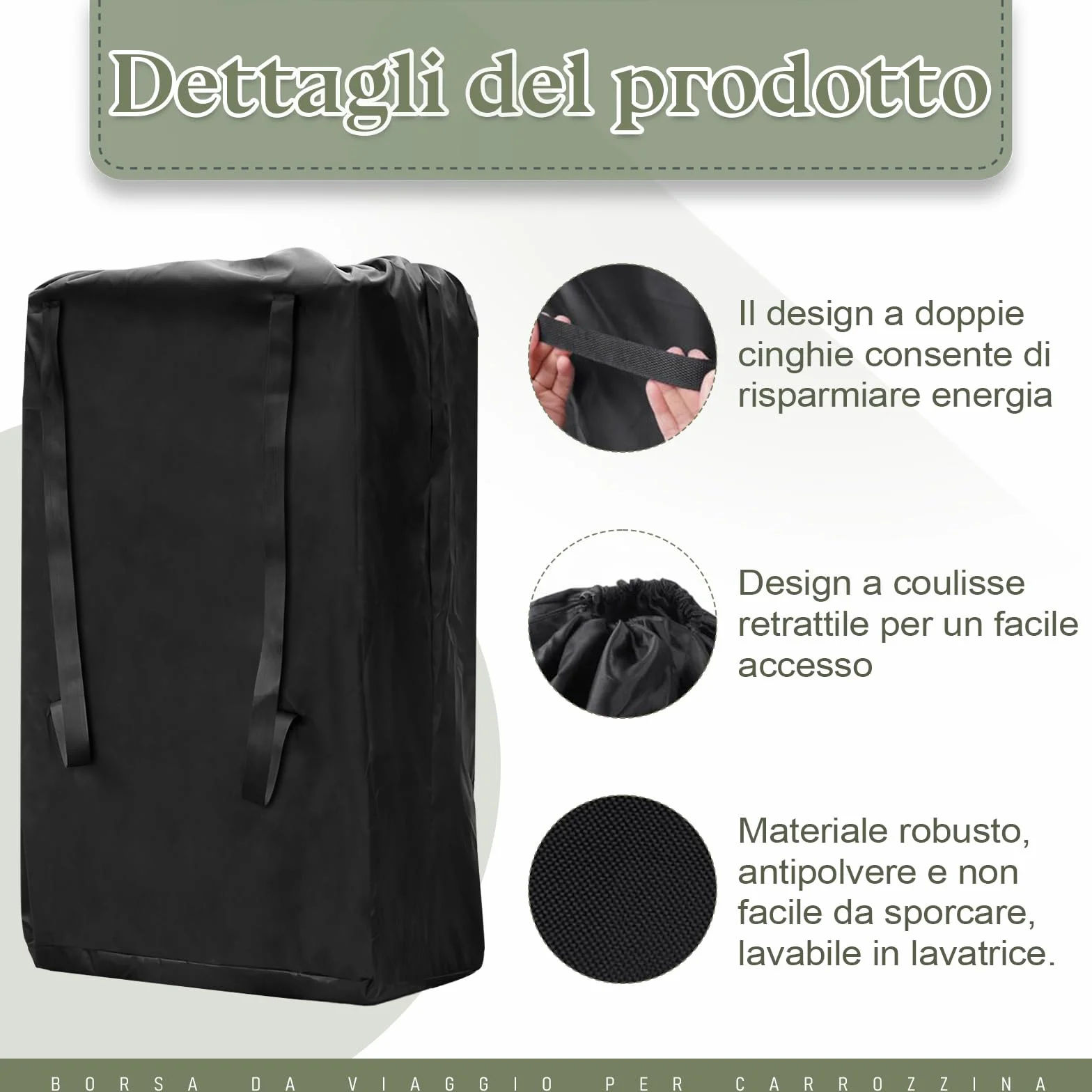 Borsa Trasporto Passeggino Leggero, Borsa da Viaggio per Passeggino Impermeabile Nero Borsa Passeggino Viaggio Universale, Sacca Passeggino Aereo Utilizzato per Trasporto Passeggino