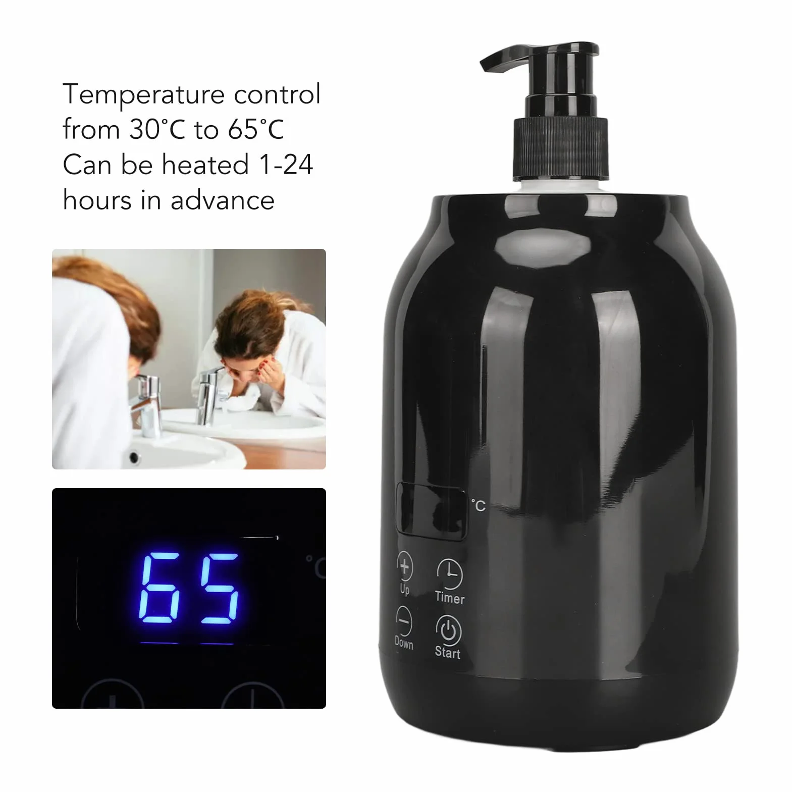 Scaldabiberon per Olio Massaggio, Scaldabiberon con Schermo a LED Portatile Regola la Temperatura dello Scaldabiberon per Olio Essenziale per Gel Crema per Lozione All'olio