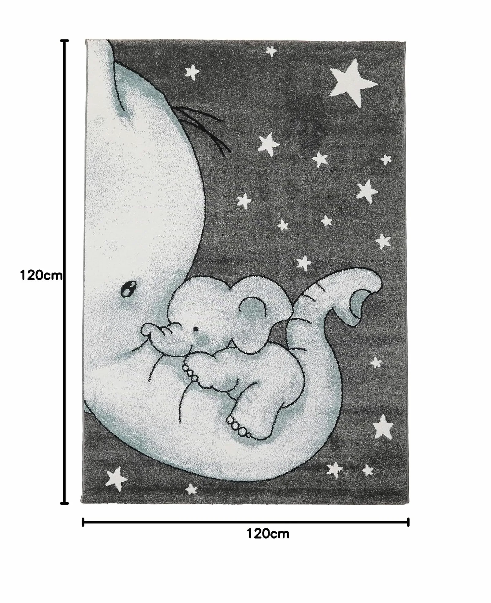 SIMPEX tappeto rotondo bambini elefante blu 120 cm motivo tenero tappeto morbido ipoallergenico ideale per neonati e bambini piccoli