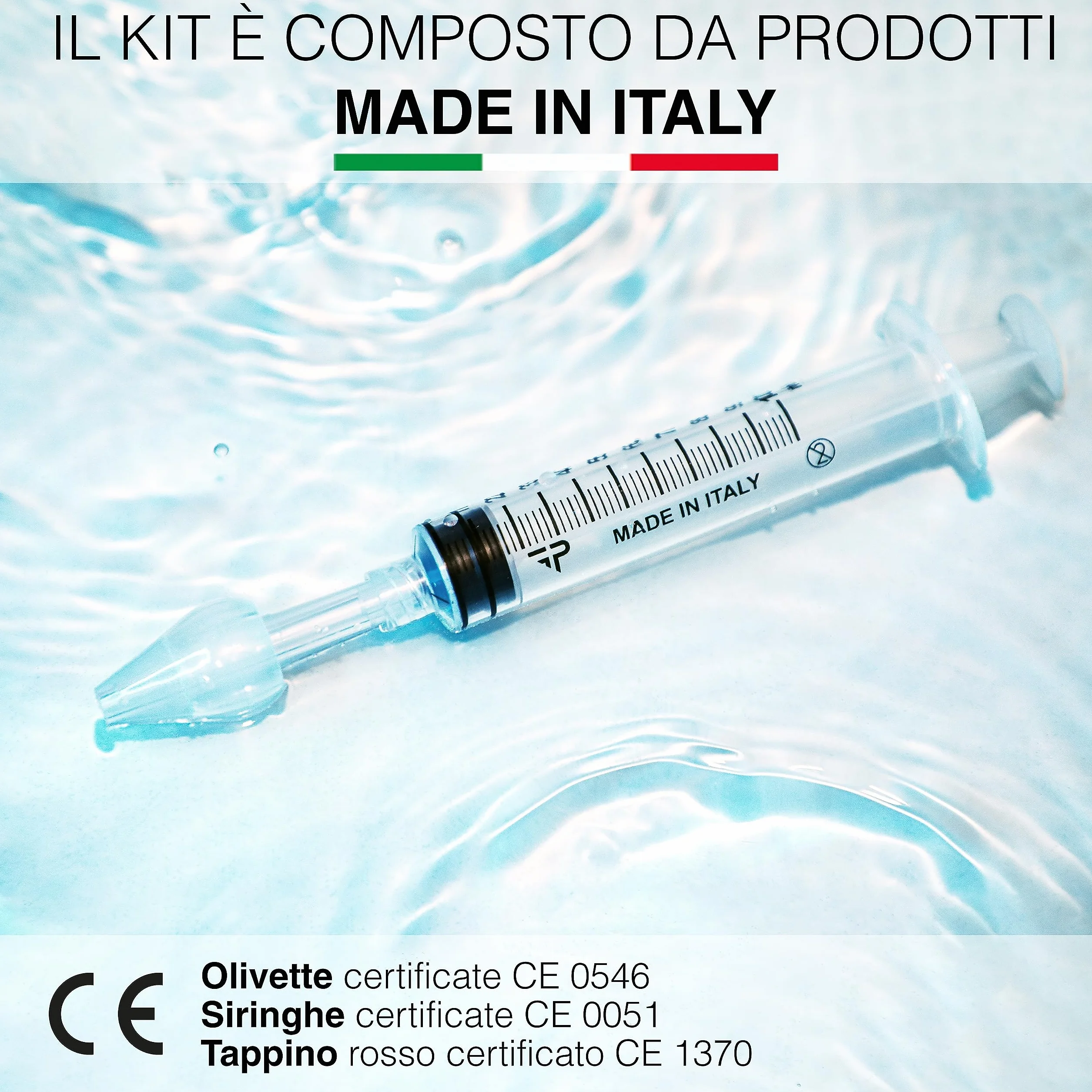TRE PURI® 2 Siringa per Lavaggi Nasali Bambini e Neonato Made in Italy – Set Lavaggio Nasale Bambini e Adulti – Kit Professionale Siringhe e Olive per Soluzione Fisiologica – Tappini e E-book OMAGGIO