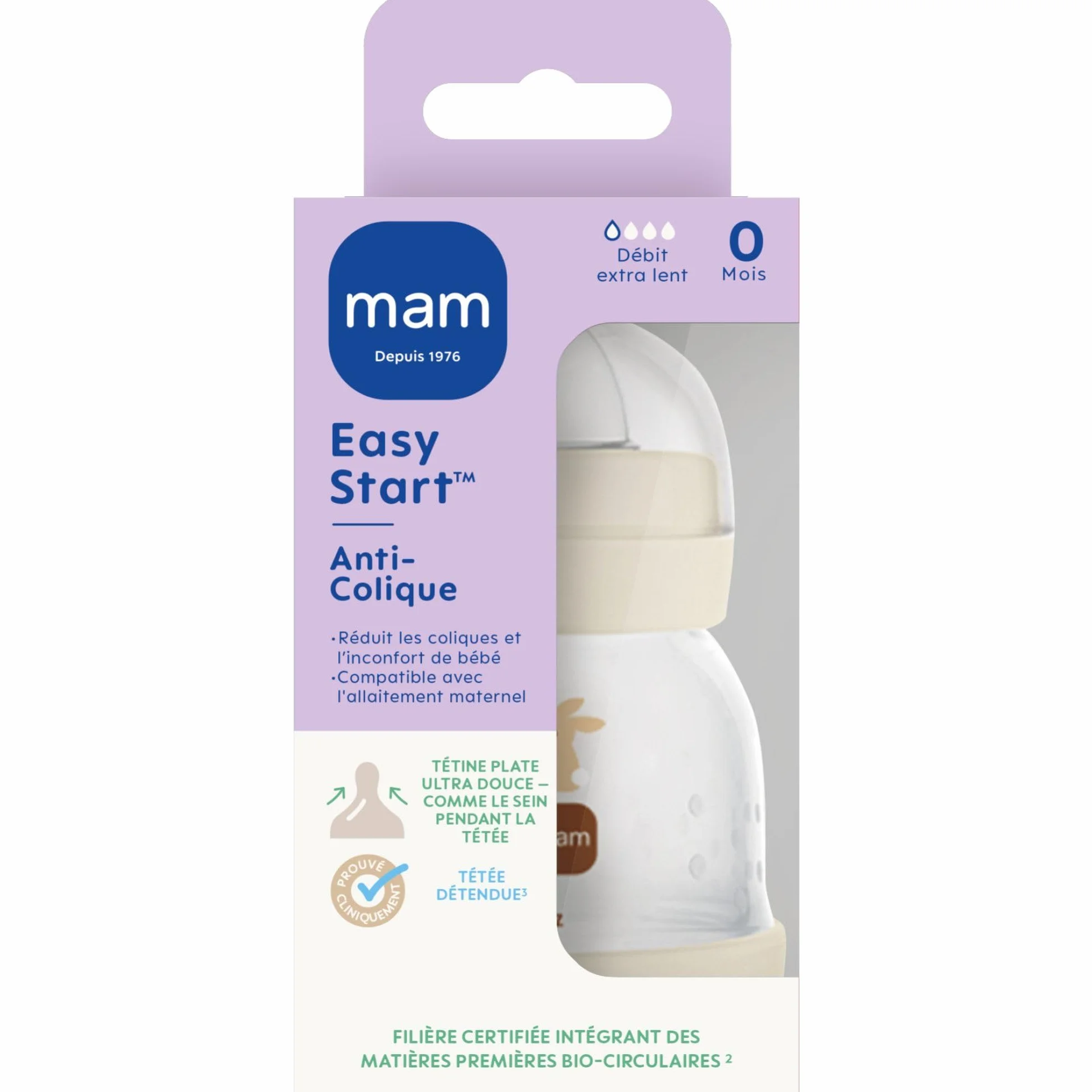MAM Biberon Easy Start/Anti-Colica – 130 ml – Sabbia – Tettarella portata 0