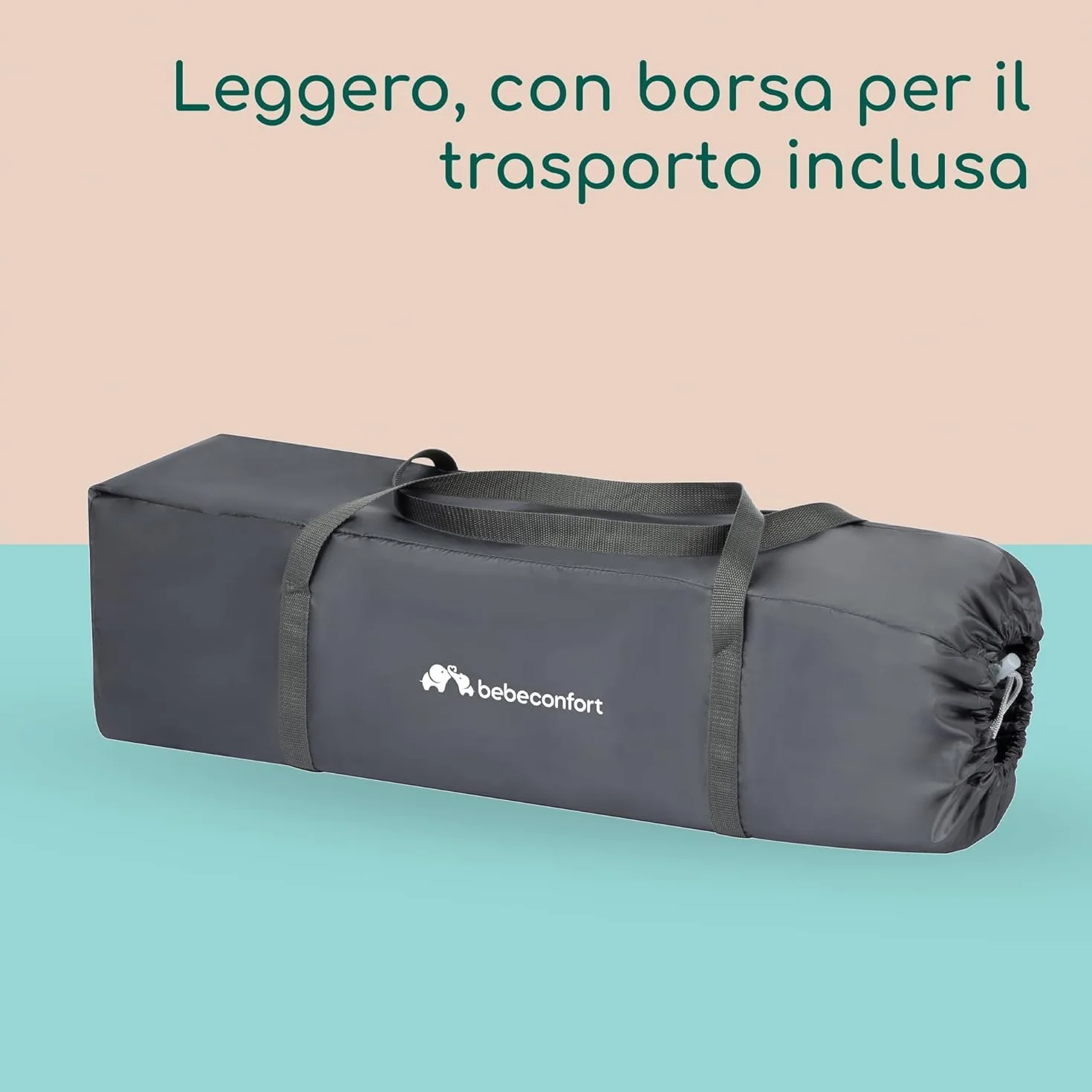 Bebeconfort Soft Dreams Lettino per bambini 0-3 Anni (0-15 kg), Culla da Campeggio con Materasso incluso in fibra di legno e schiuma (60x120 cm), Pieghevole, Borsa da trasporto, Tinted Graphite