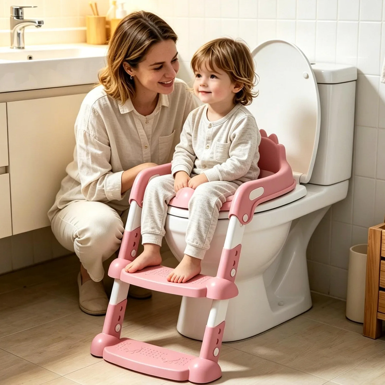 Seggiolino Per Addestramento Al Vasino Sedia pieghevole con gradino | Seggiolino da addestramento al vasino con scaletta Per Ambiente Domestico Bagno Bagni Pubblici Scuola