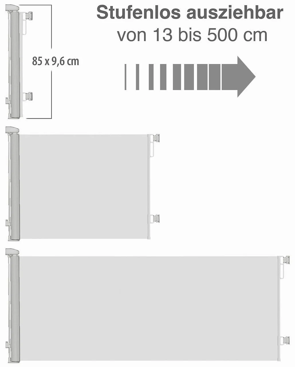 Carlo Milano Cancelletto di sicurezza estensibile per scale, 13-500 cm, altezza 85 cm, grigio
