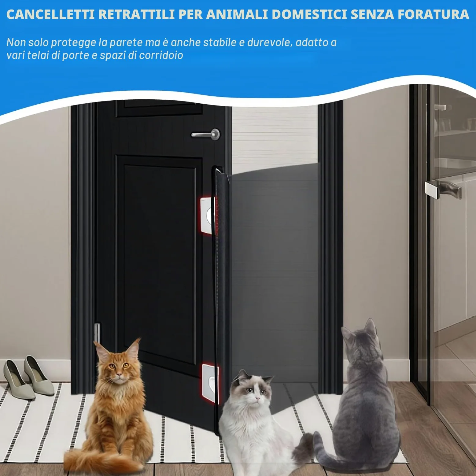 Cancelletto Estensibile Per Animali - Cancelletto Sicurezza Estensibile In Rete Per Bambini E Cani - Portatile Cancello Barriera Sicurezza Griglia Espandibile Per Porte Scale Corridoi Interni Esterni