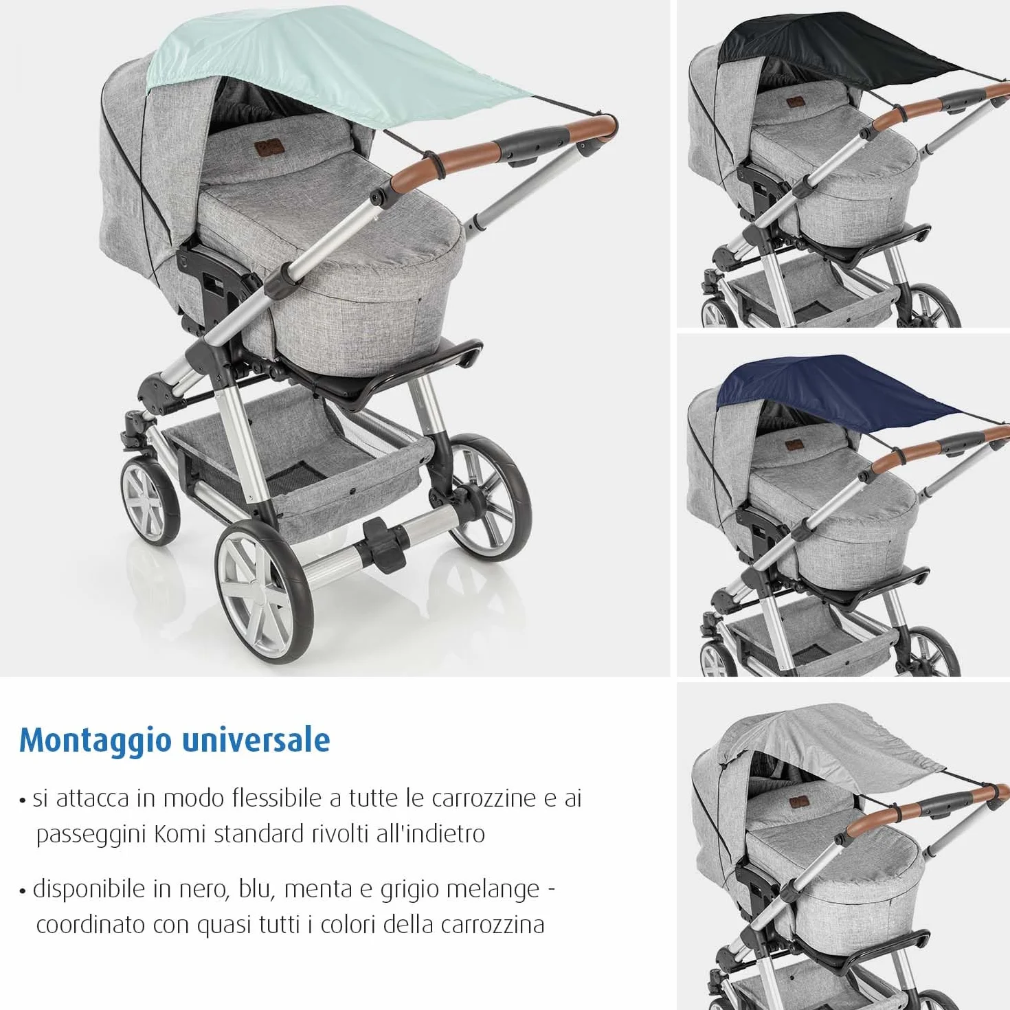 reer ShineSafe - Parasole per passeggino, protezione solare, per molti modelli, colore: verde menta
