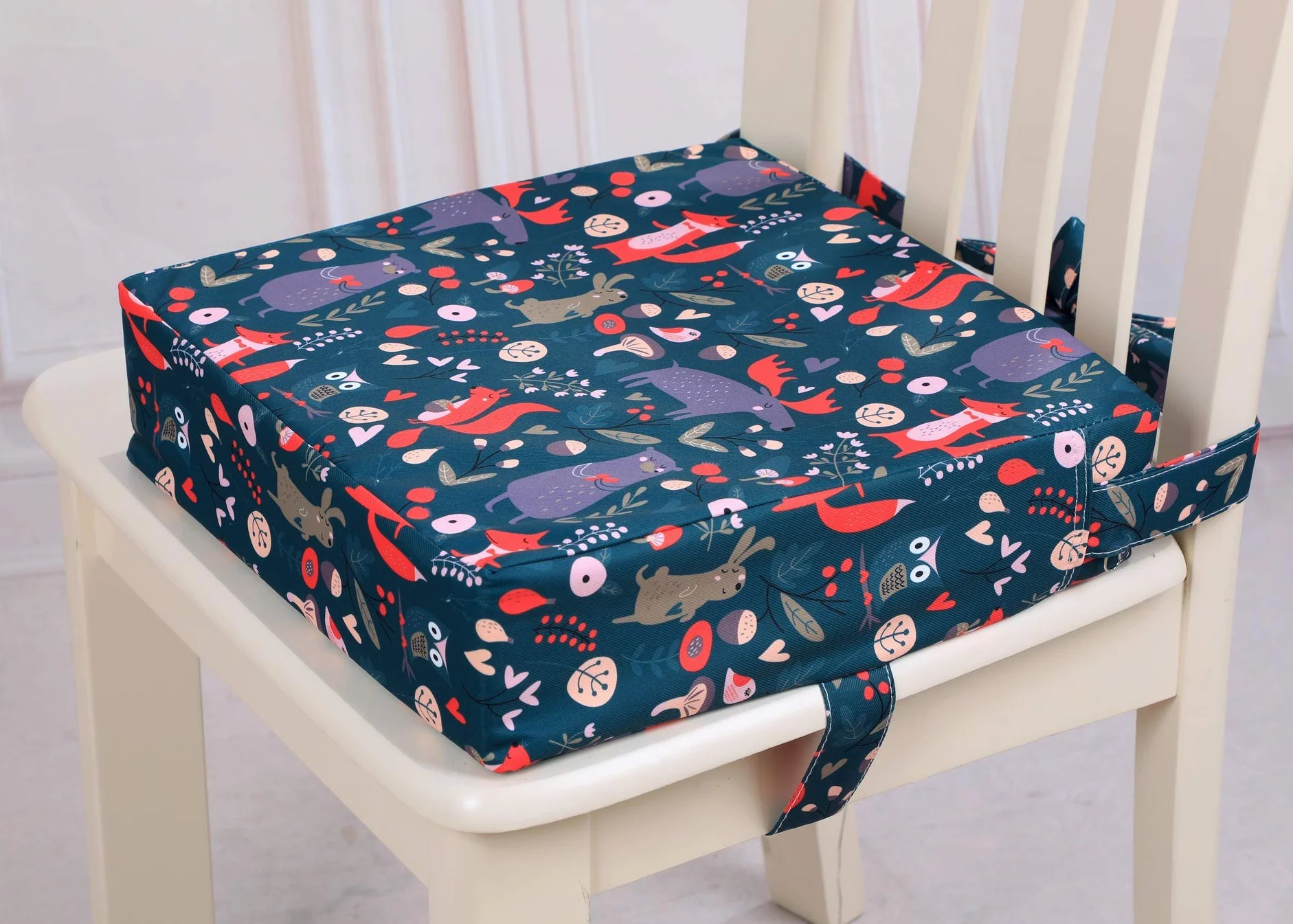 FANSU Cuscino Rialzo da Sedia per Bambini, Modello Cartone Animato Facile da Pulire e Comodo Regolabile Smontabile Cuscino Alzasedia per Seggioloni Sedia da Giardino Cuscino Seduta (Blu)