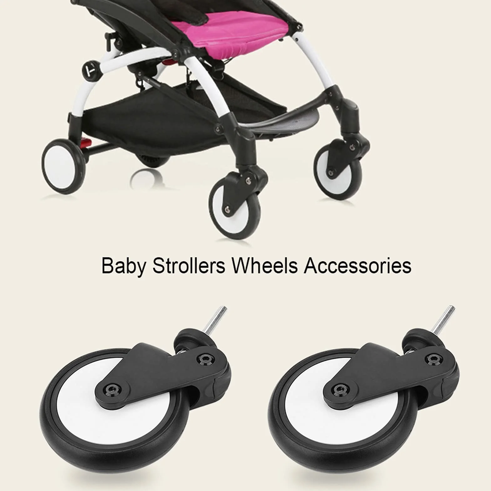Sostituzione passeggino, ruote in gomma, accessori, passeggino, set di ricambio per passeggini Yoya/Vovo con attrezzi (coppia di ruote anteriori)