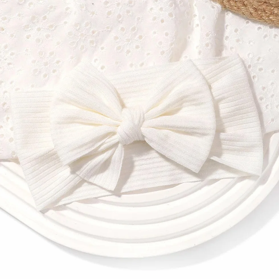 2 Pezzi Fascia Elastica, Accessori Neonata, Fascette Per Capelli Per Fiocchi, Regalo Per Bambini Per Foto,Bianco Baby Girl Fasce in nylon Bowknot Fasce elastiche