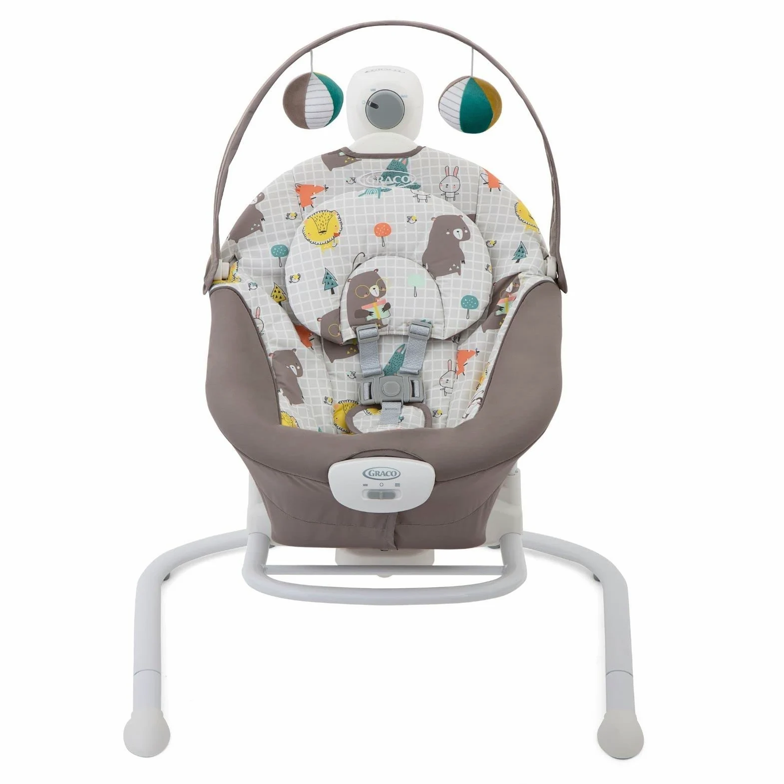 Graco - Duet Sway, Sdraietta a dodondolo 2 in 1, velocità di oscillazione regolabili, reclinazione a 3 posizioni, dondolo portatile, dalla nascita a circa 6 mesi (9 kg),fantasia Bear Tales