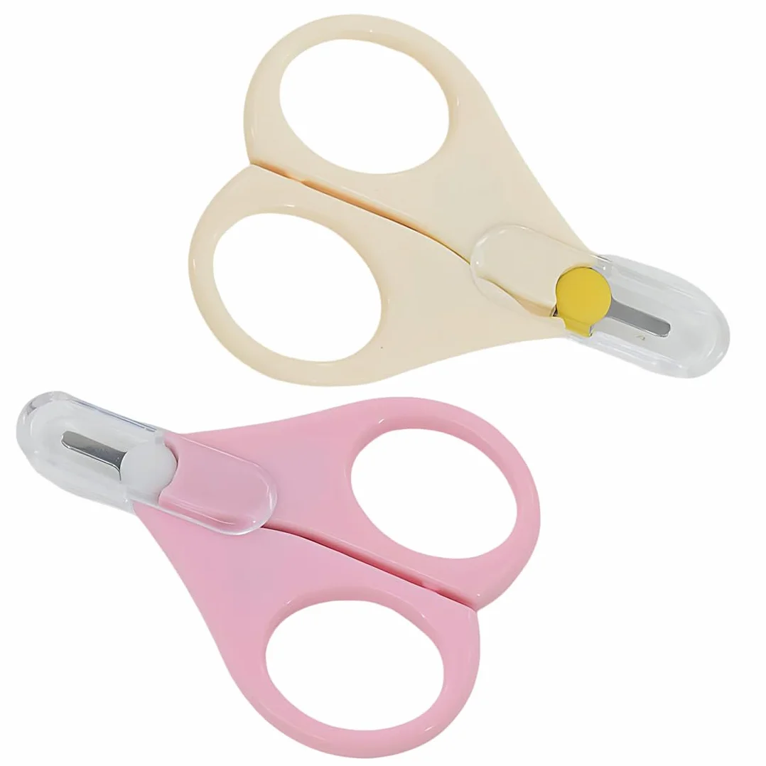 2 Pezzi di Forbicine per Unghie per Neonati, Forbicine per Unghie Sicure per Evitare Pizzicature della Pelle (Rosa, Beige)